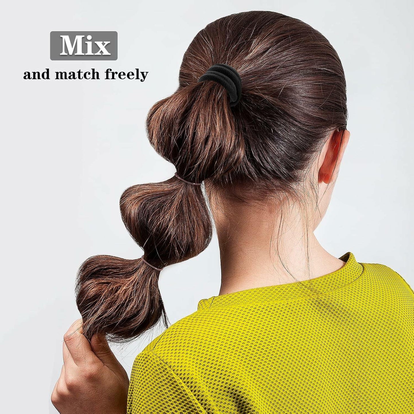 50PCS Black Cotton Hair Ties for Women & Girls Soft Stretchy Ponytail Holders