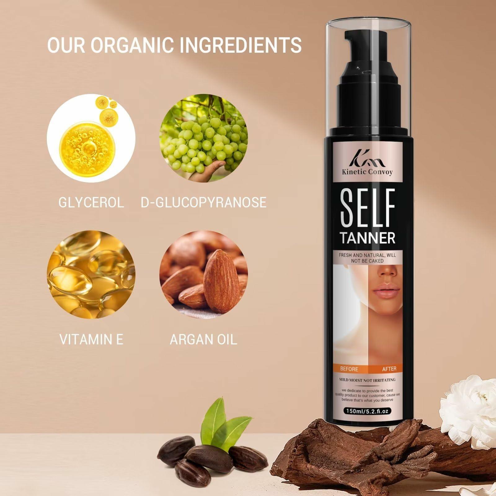 Kinetic Convoy Self Tanner Lotion Medium to Dark Natural Organic Sunless Tan