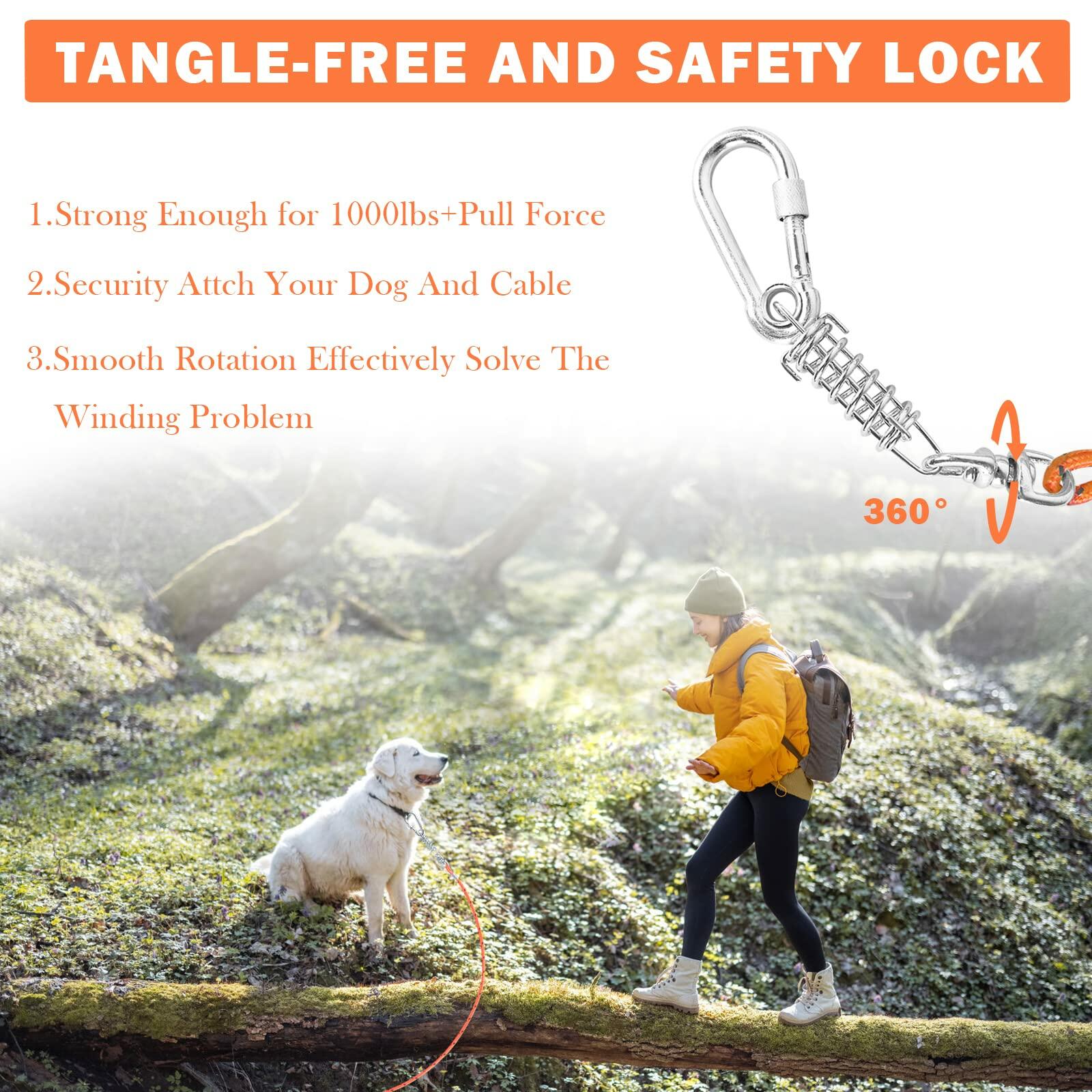 VIVBOO Dog Tie Out Cable Reflective Leash 10-30ft Swivel Hook Medium-Large