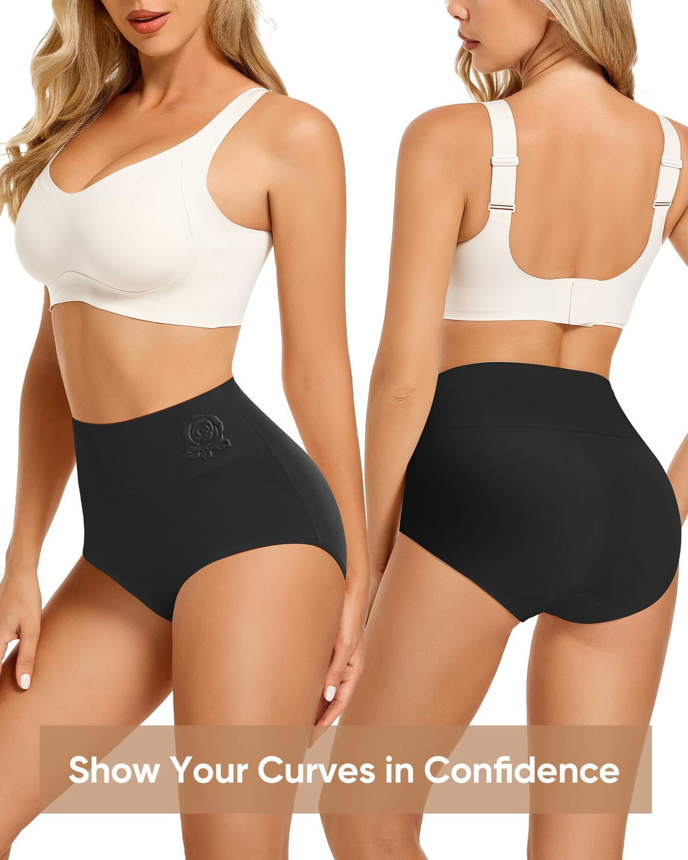 MEIYATING Women High Waisted Cotton Underwear Tummy Control Panties L