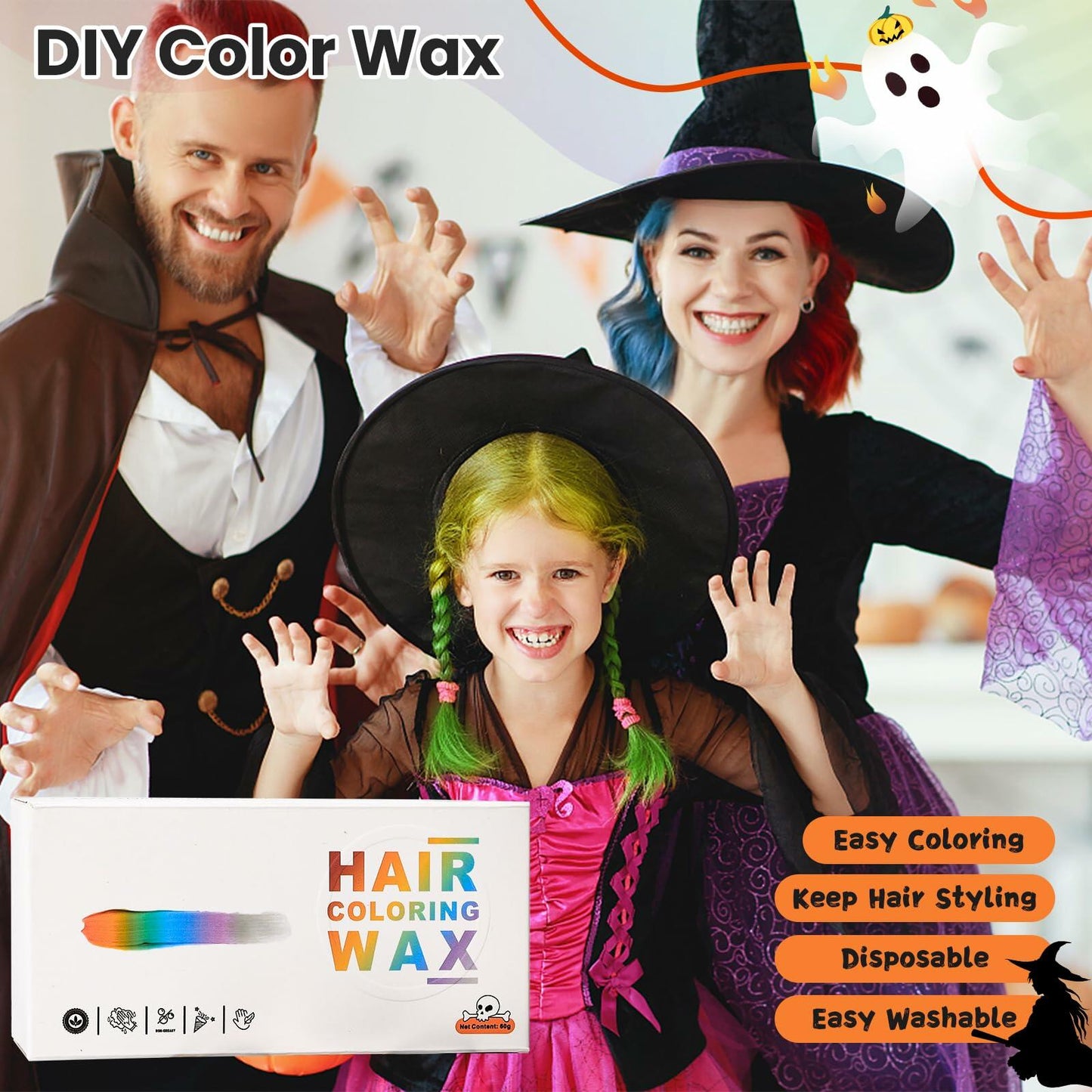 4 Colors Temporary Hair Wax for Kids Blue Green Red Gold Washable Hair Dye