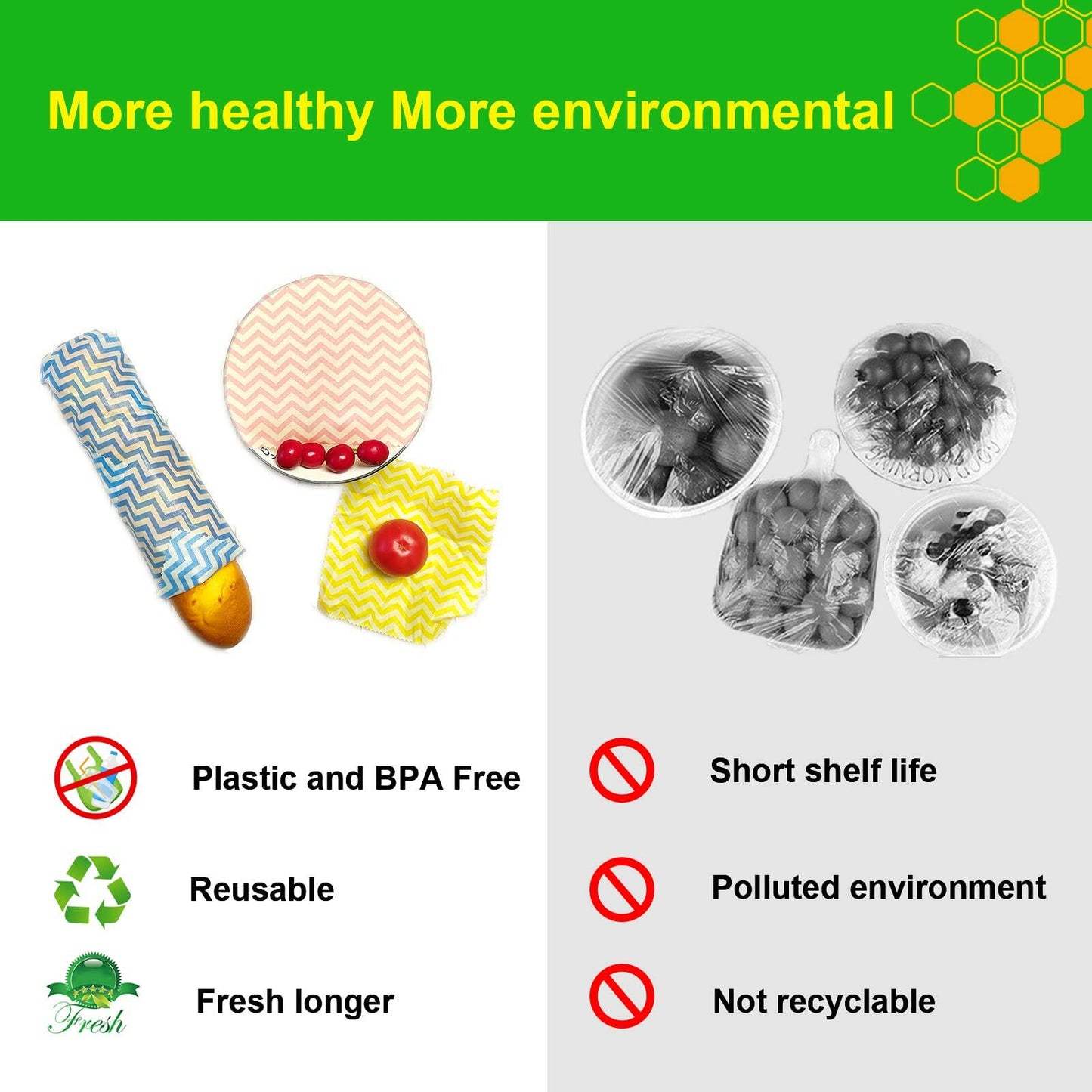 Beeswax Food Wraps 9-Pack Reusable Sustainable Alternative to Plastic