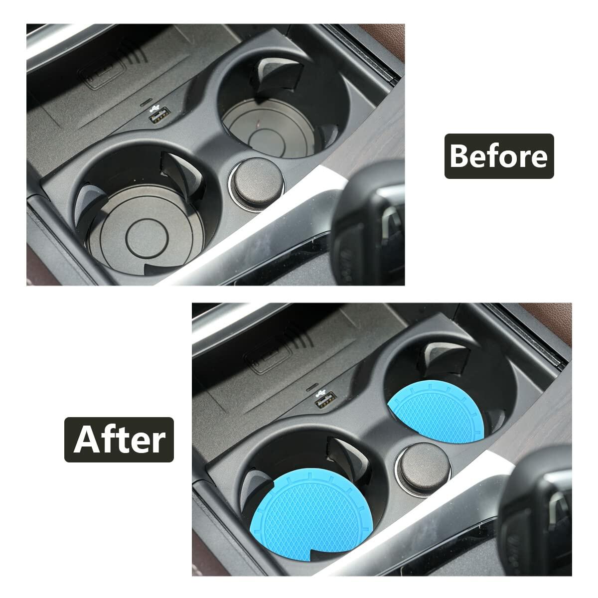 4-Pack Cup Holder Coasters 2.75” Non-Slip PVC Car Accessory Gray