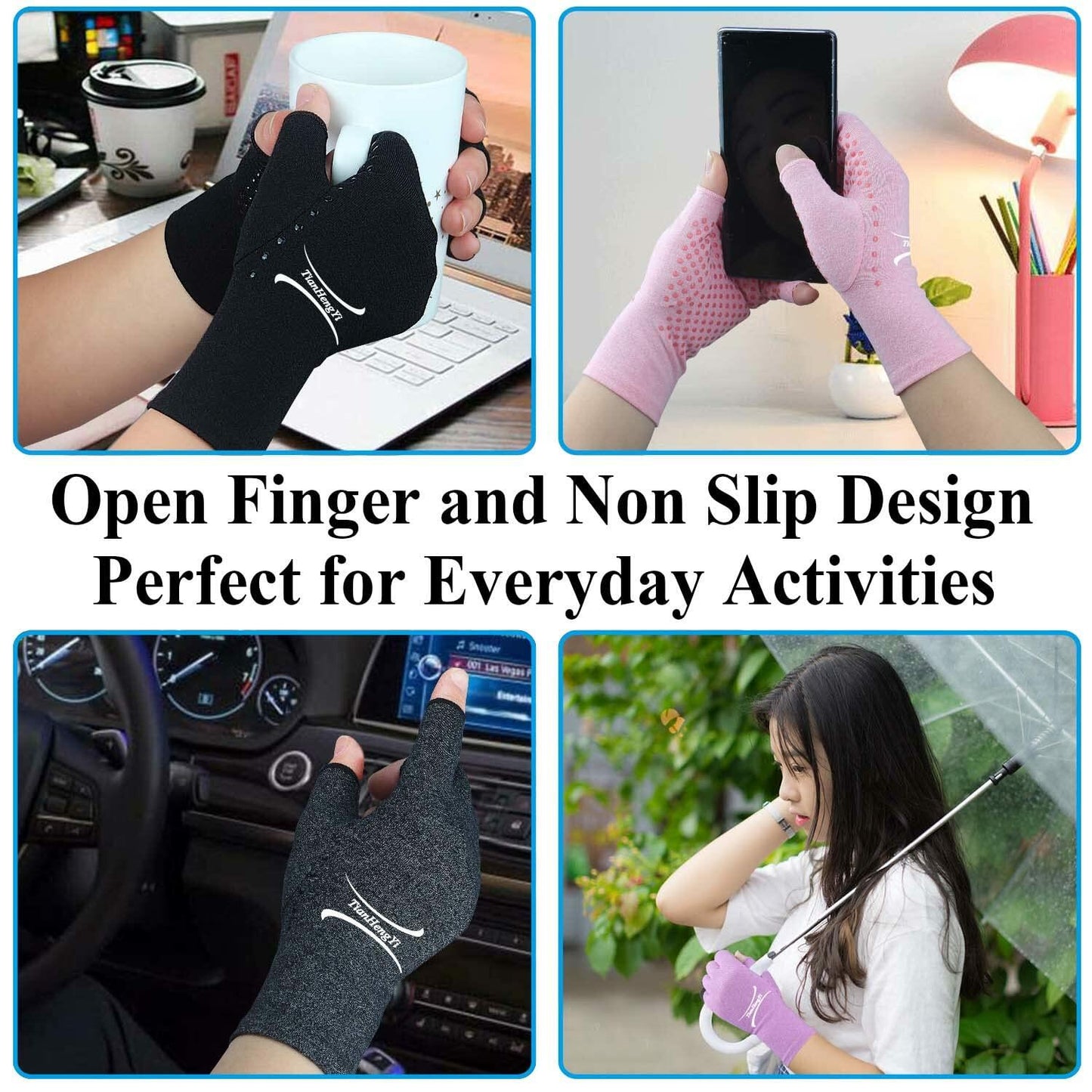 2 Pairs Arthritis Gloves Compression Fingerless Pain Relief Gloves Small