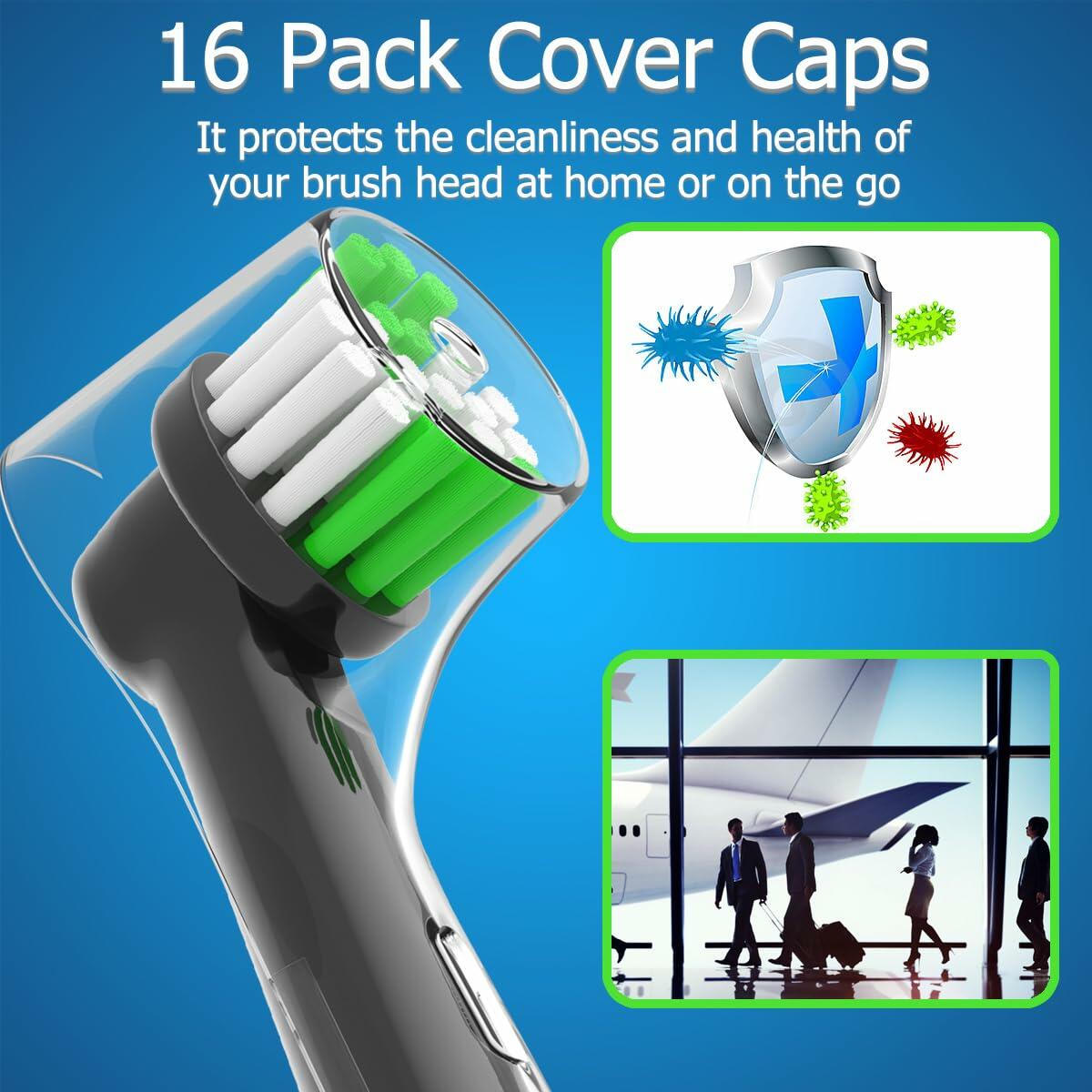 Wetqaip Replacement Heads 16pcs for Oral-B Braun Electric Toothbrush Black