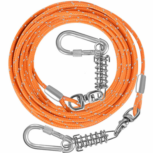 VIVBOO Dog Tie Out Cable Reflective Leash 10-30ft Swivel Hook Medium-Large