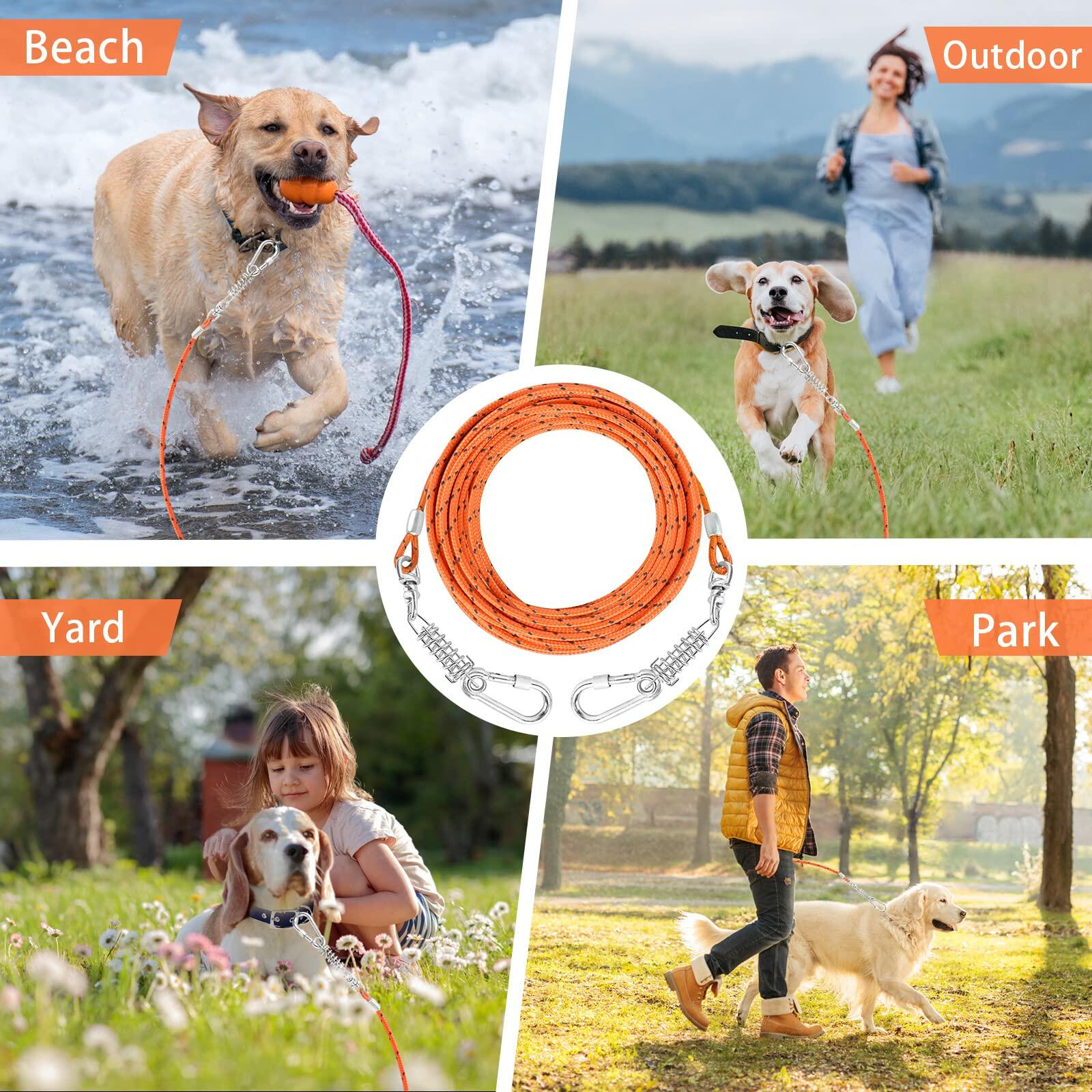 VIVBOO Dog Tie Out Cable Reflective Leash 10-30ft Swivel Hook Medium-Large