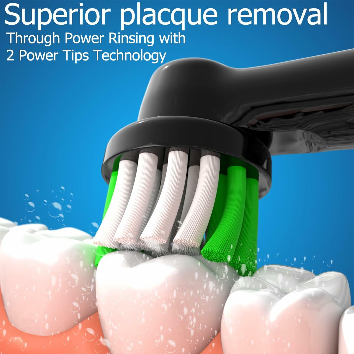 Wetqaip Replacement Heads 16pcs for Oral-B Braun Electric Toothbrush Black