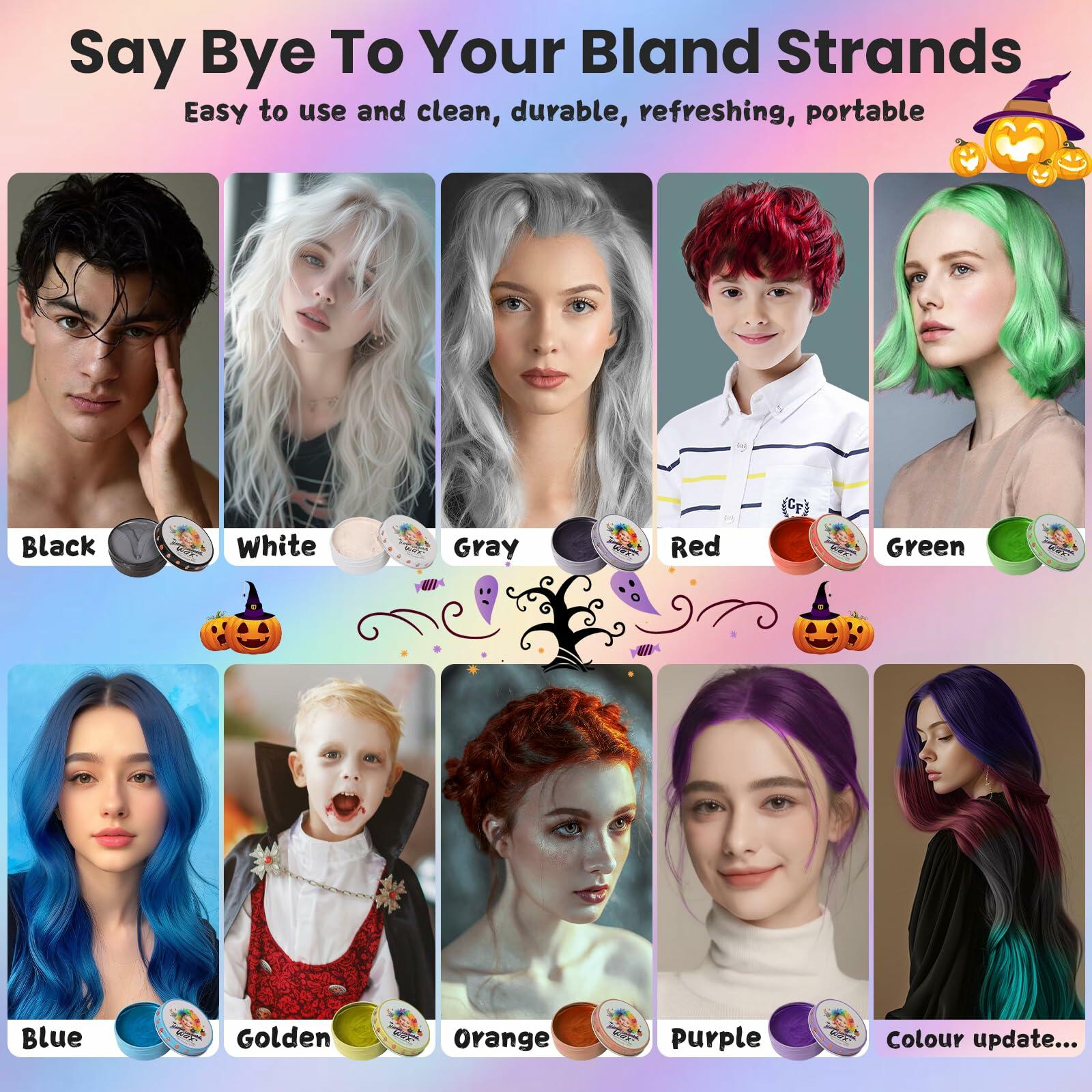 4 Colors Temporary Hair Wax for Kids Blue Green Red Gold Washable Hair Dye