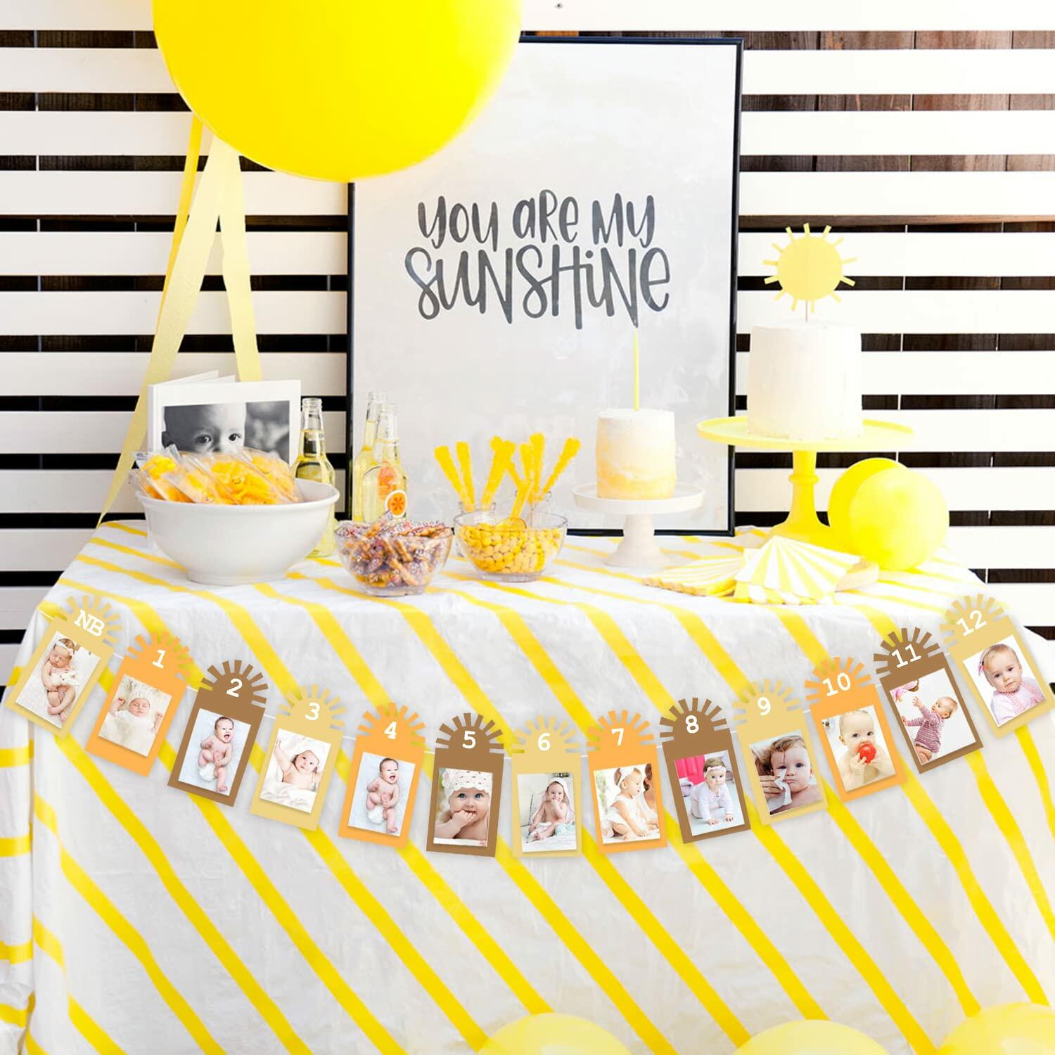 Gankbite Sunshine 12-Month Photo Banner Boho Rainbow 1st Birthday Decor