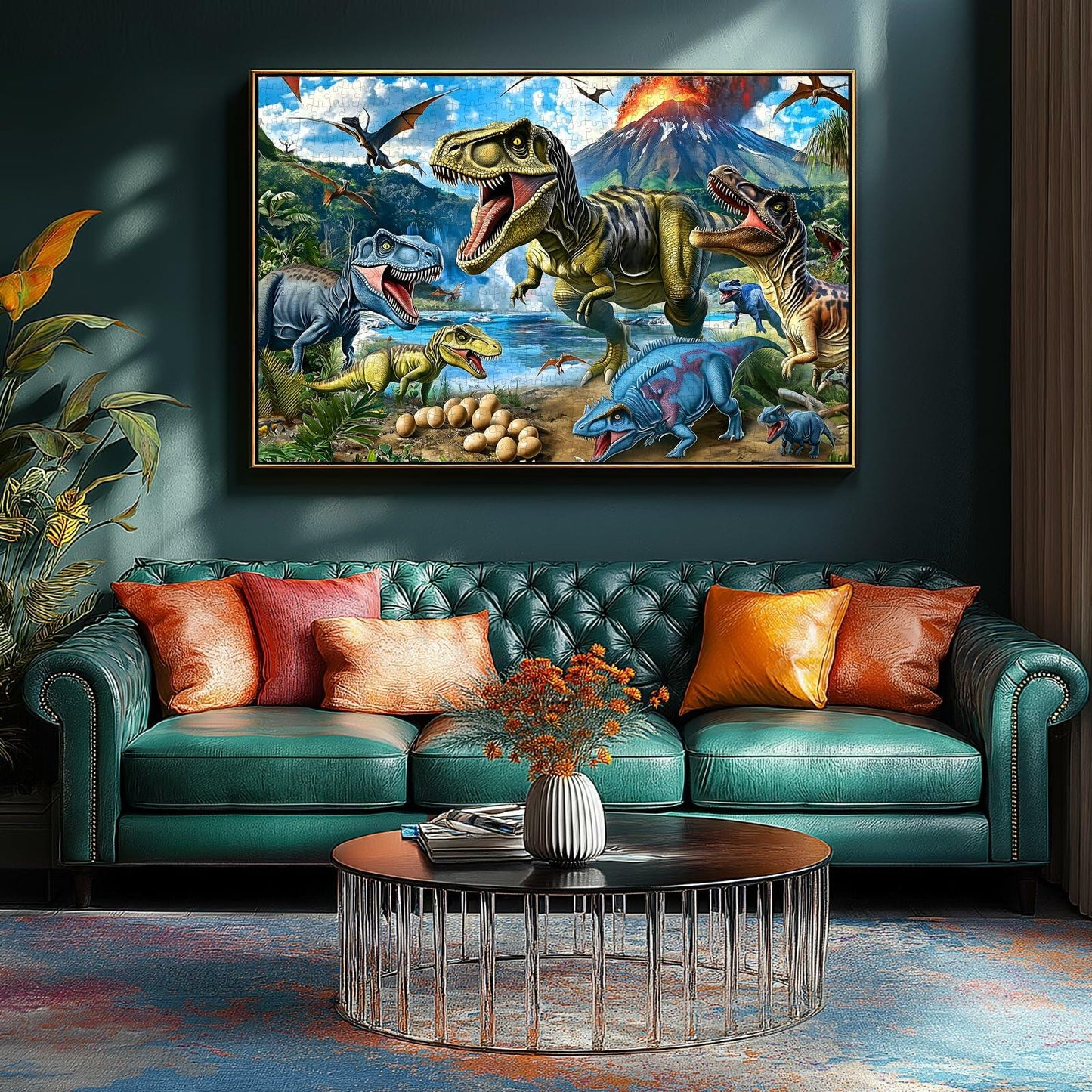 MINIWAN Dinosaur Floor Puzzle 200 Pieces Colorful Jurassic Park 19x13 in