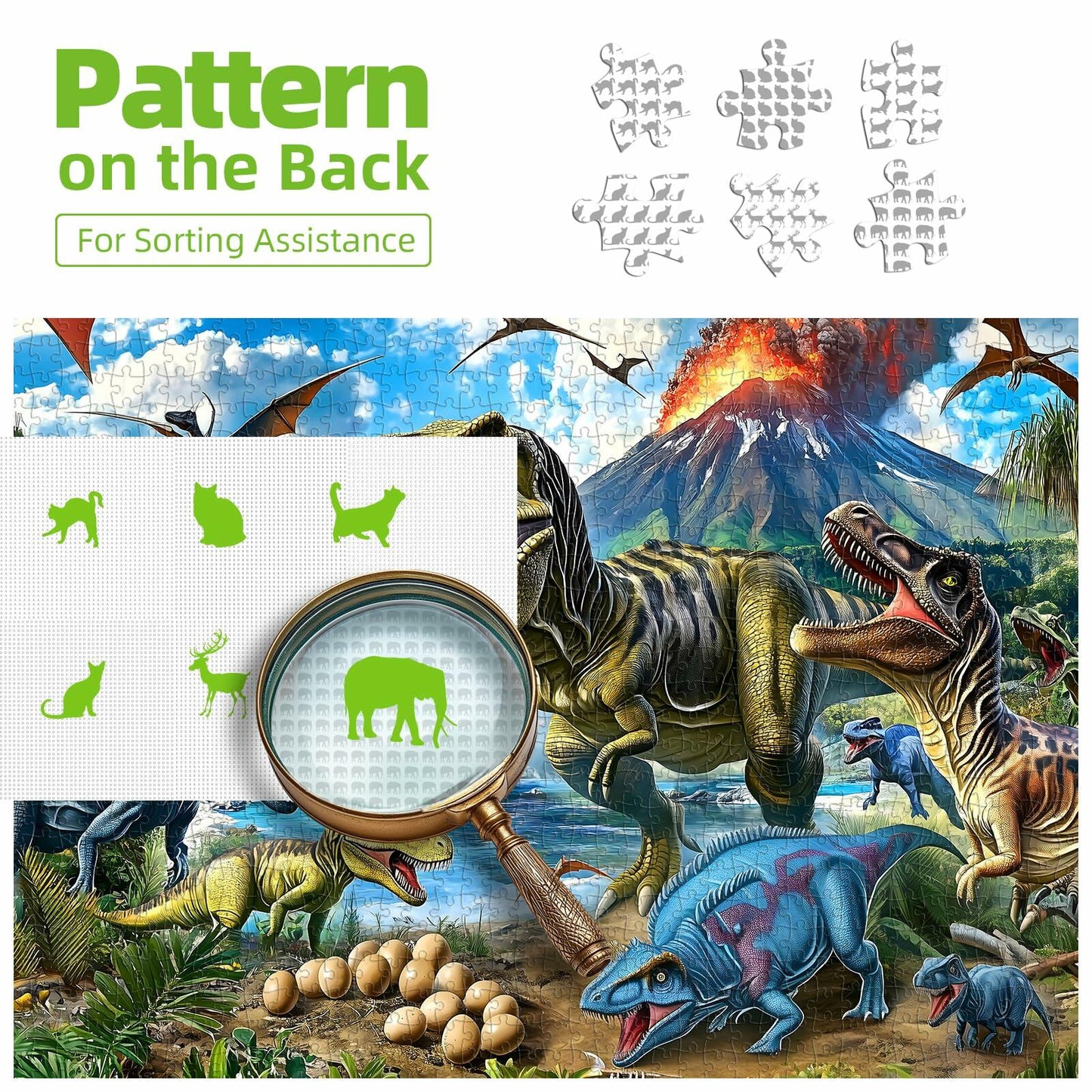 MINIWAN Dinosaur Floor Puzzle 200 Pieces Colorful Jurassic Park 19x13 in