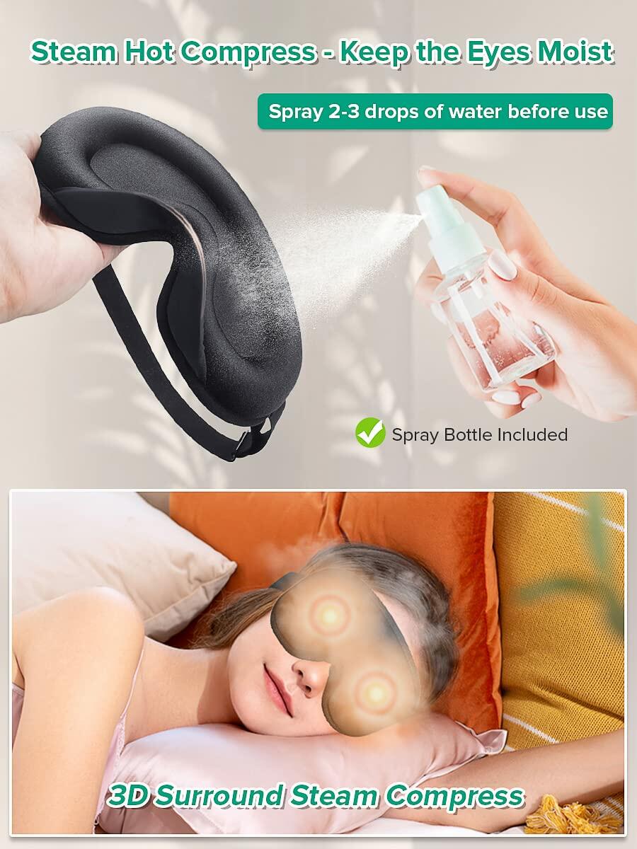 Betidom Heated Eye Mask USB Electric Steam Warm Compress Black 1 Count