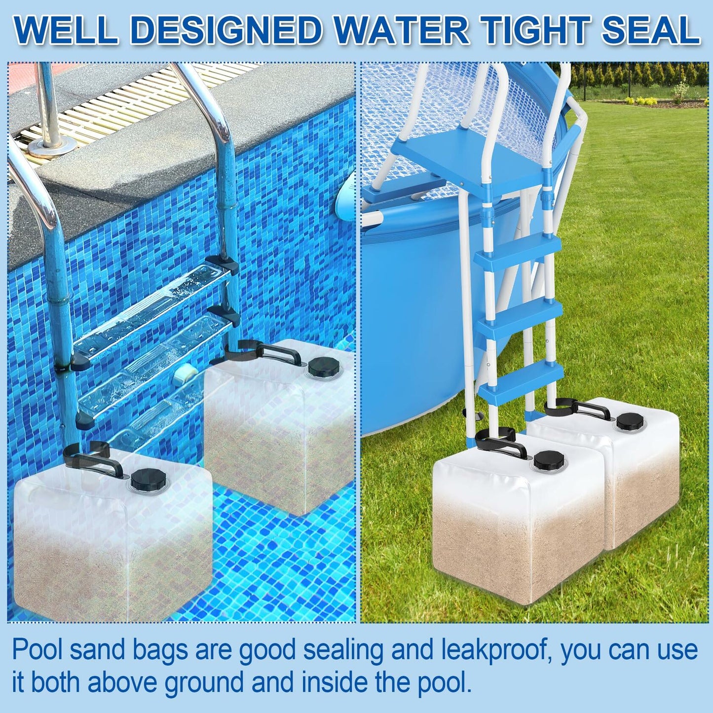 Desunqin 2PCS Pool Ladder Weights 20L Heavy Duty 500D PVC Waterproof Sand Bags