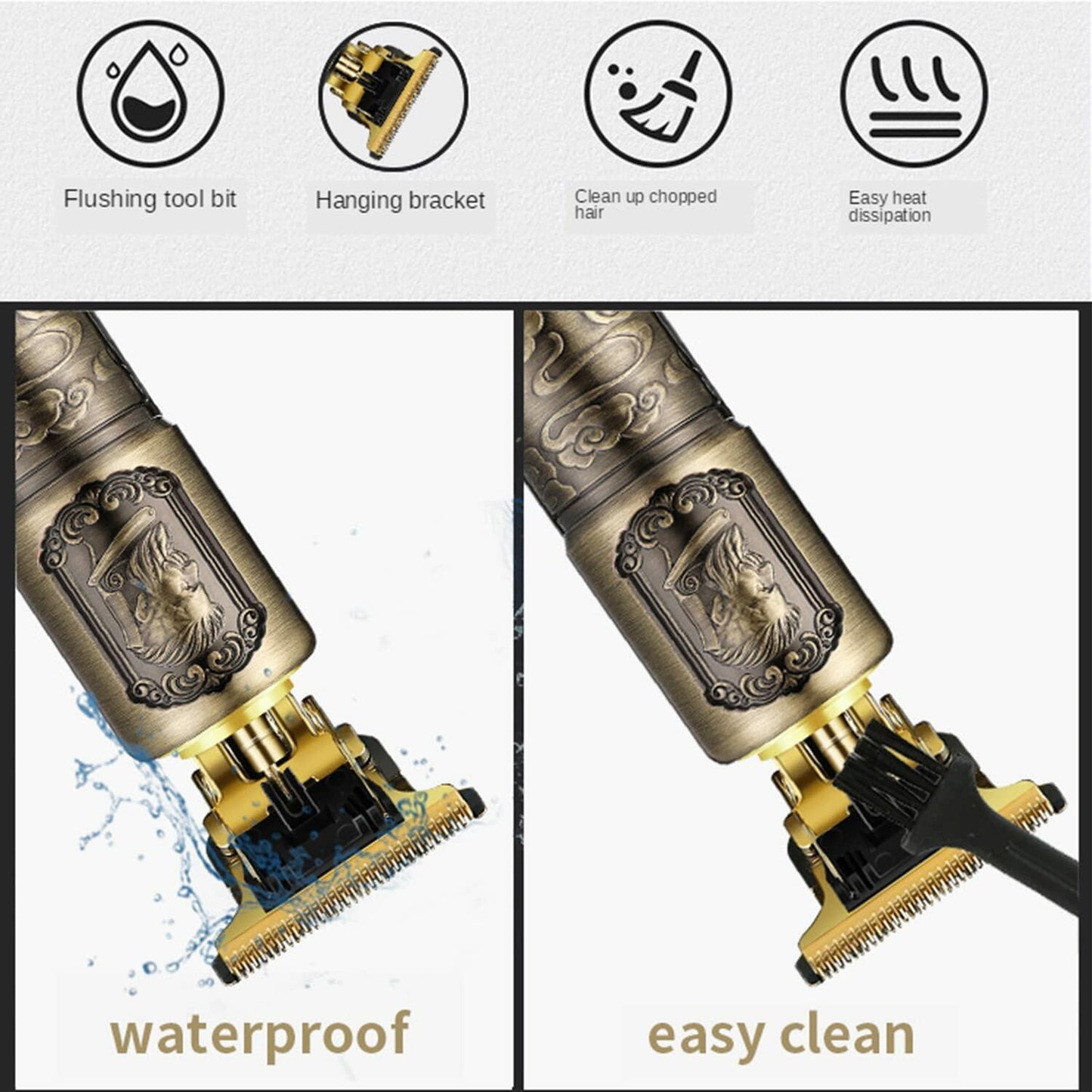 Hilandkom Hair Clippers Men Cordless T-Blade Trimmer Rechargeable LCD Figure-03