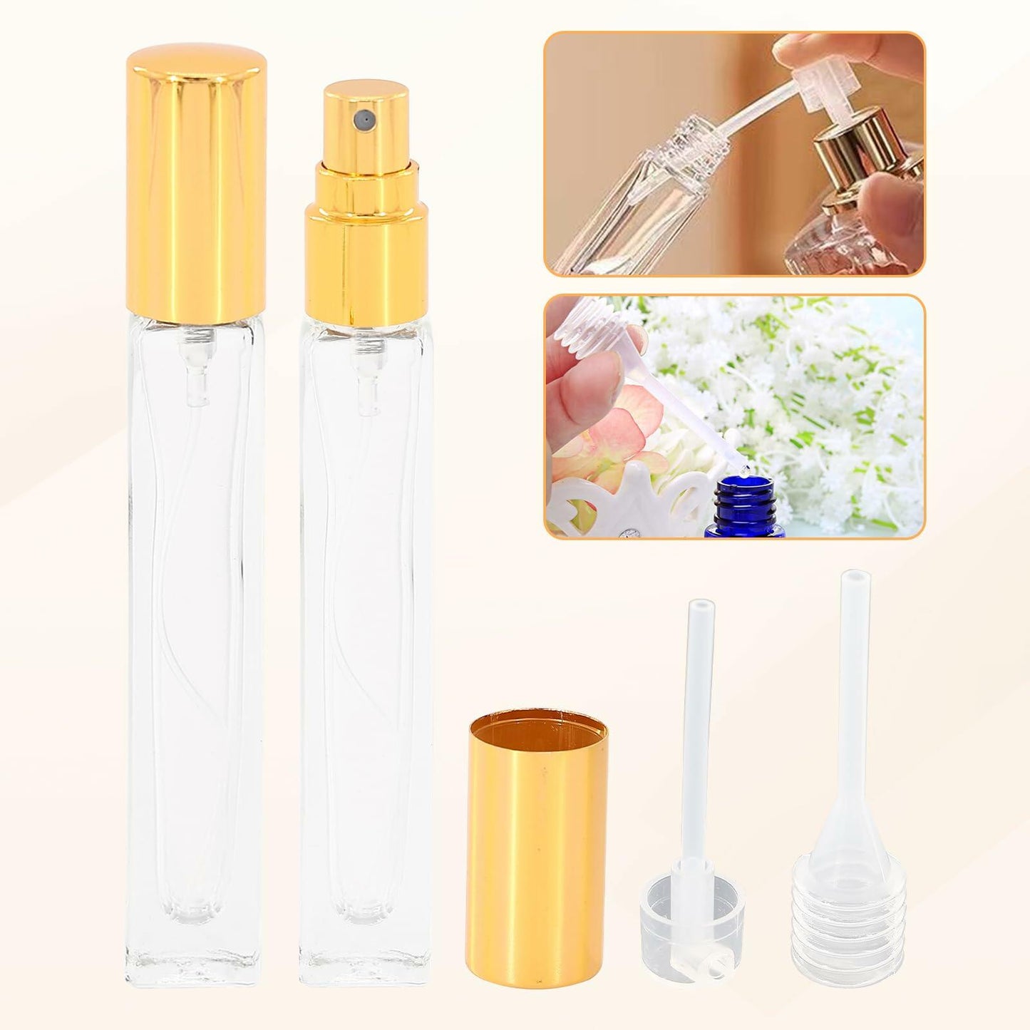 5PCS 10ml Mini Perfume Refillable Bottles Travel Atomizer Set with Dispenser