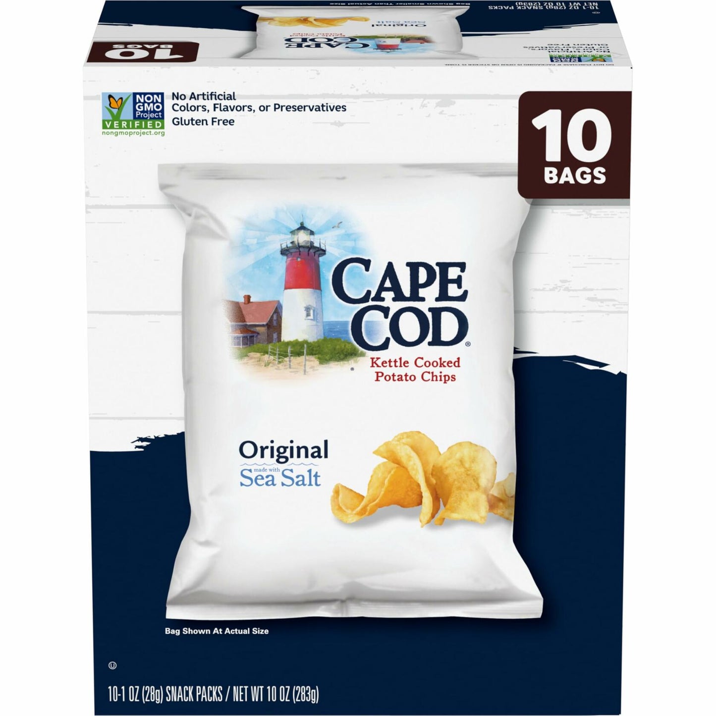 Cape Cod Original Chips 10 Count 1 Oz Bag Kettle Cooked Potato Snacks OPEN BOX