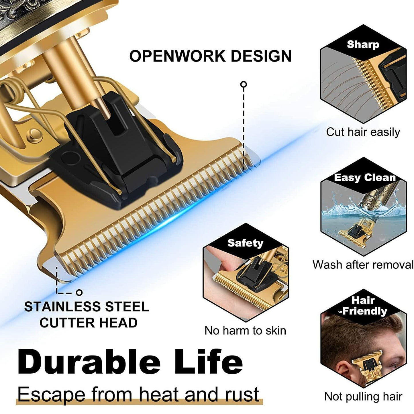 Hilandkom Hair Clippers Men Cordless T-Blade Trimmer Rechargeable LCD Figure-03