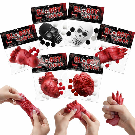 EUOCENK 6PCS Halloween Squishy Kit Stress Relief Toys Red White Black