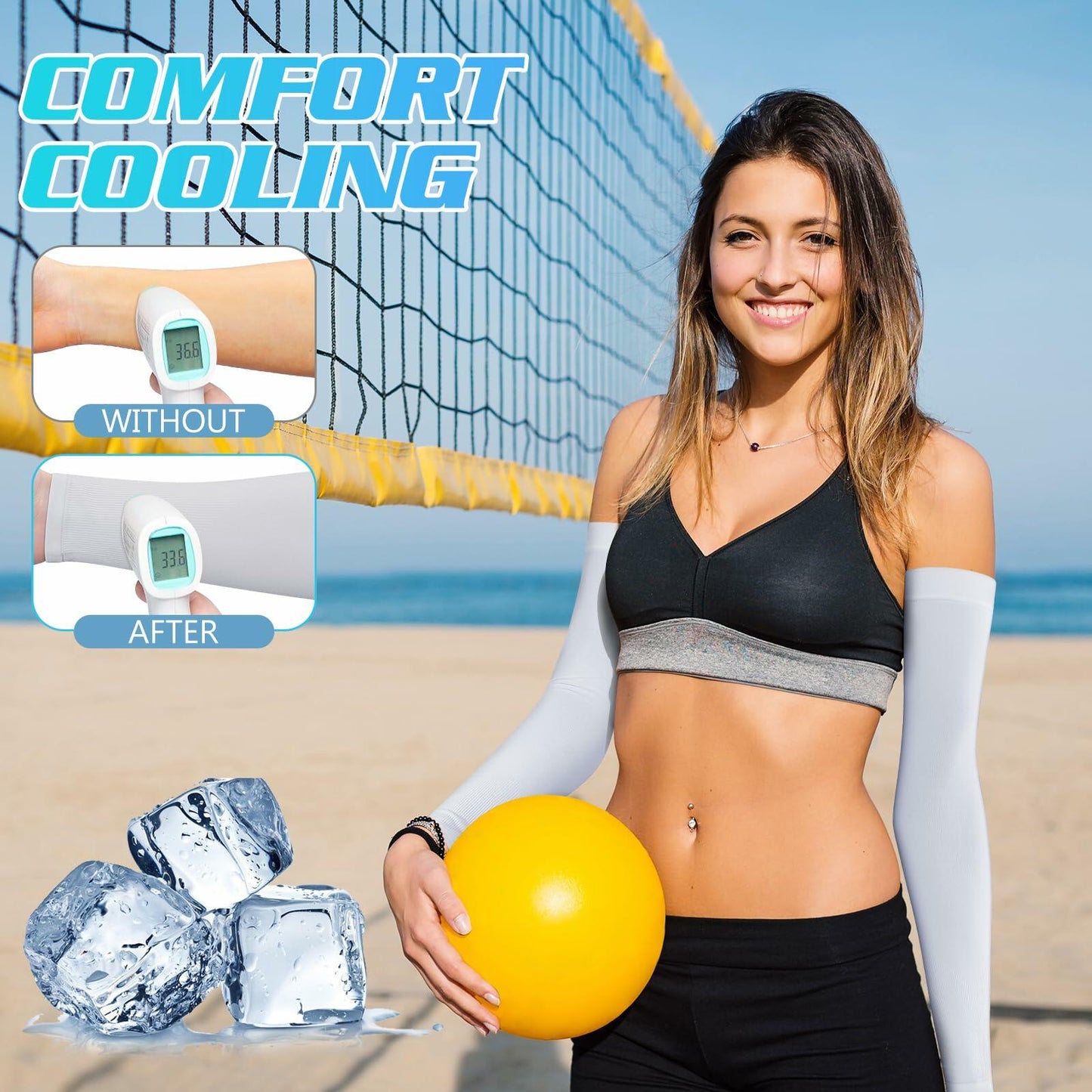 Finvizo UV Sun Protection Arm Sleeves Cooling Compression 6 Pairs One Size