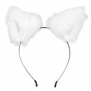 Jinshining White Cat Fox Ears Cosplay Headband with Bells Faux Fur Unisex
