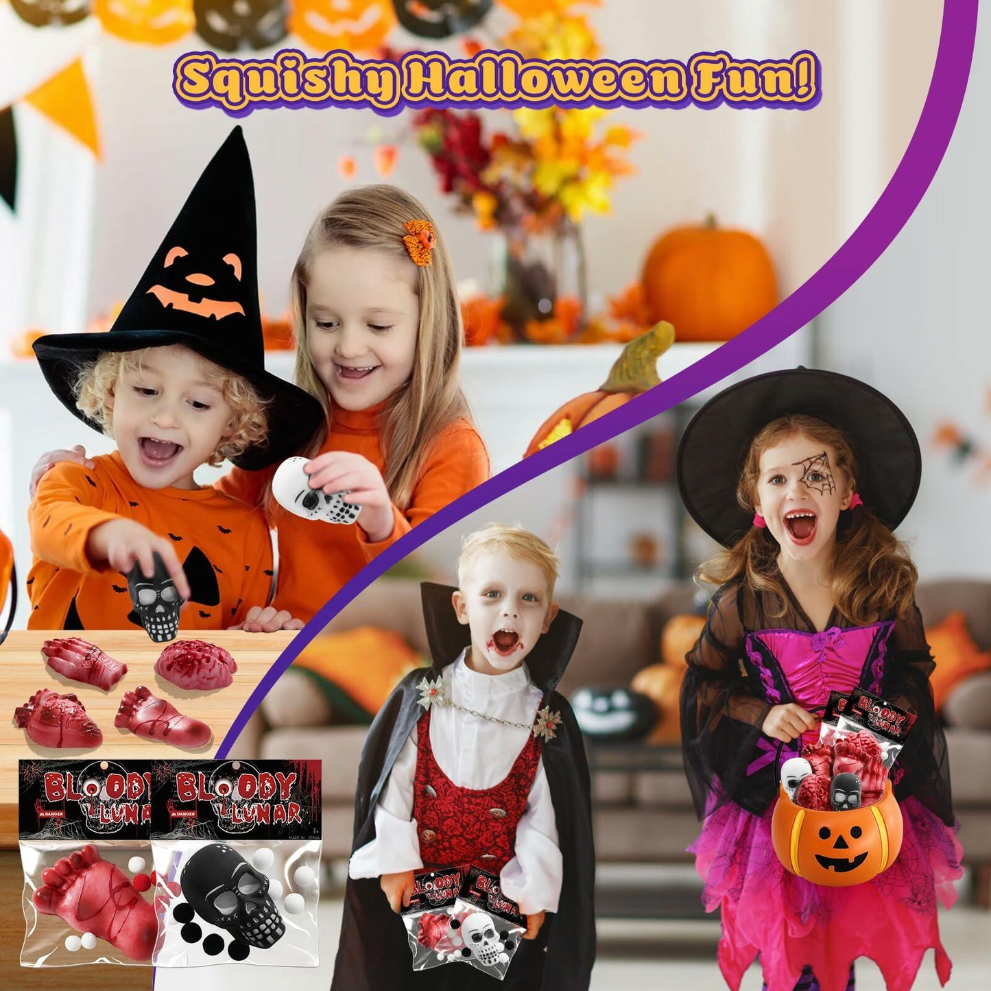 EUOCENK 6PCS Halloween Squishy Kit Stress Relief Toys Red White Black