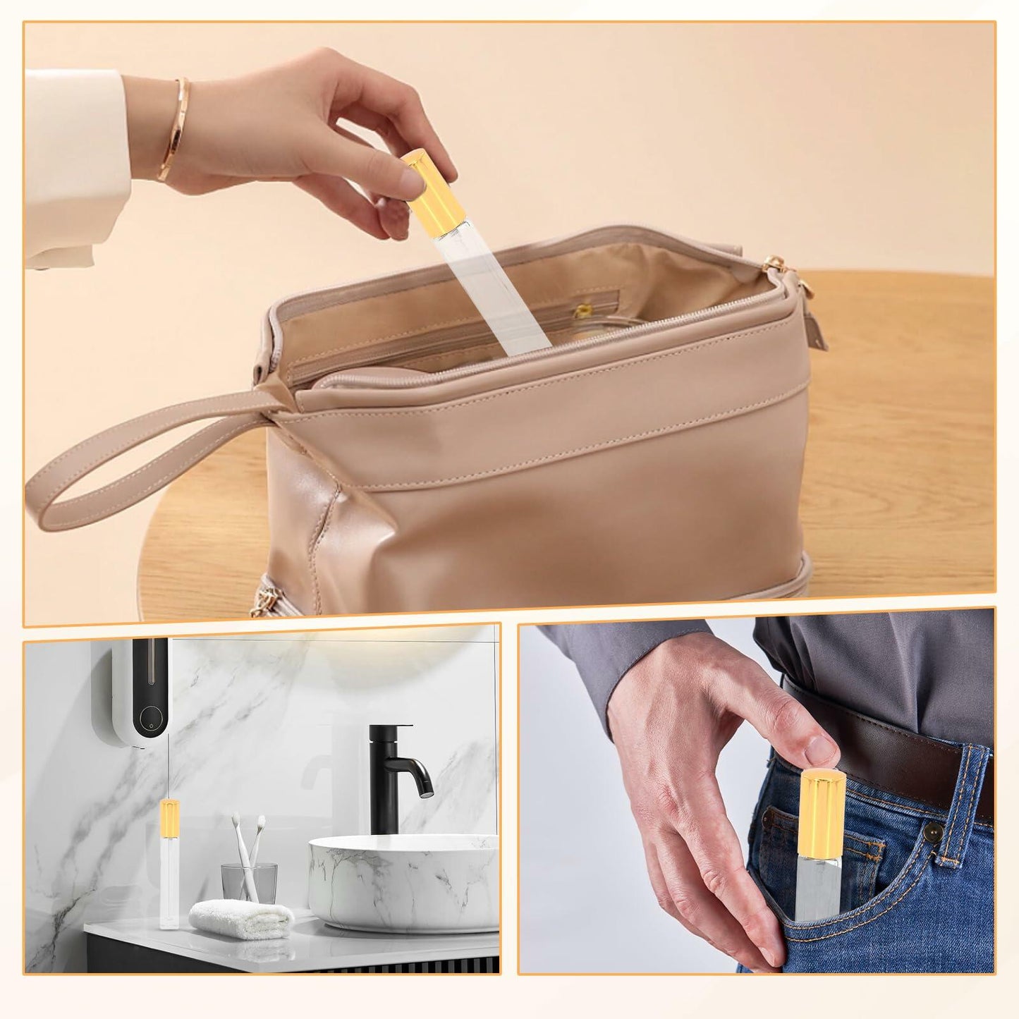 5PCS 10ml Mini Perfume Refillable Bottles Travel Atomizer Set with Dispenser