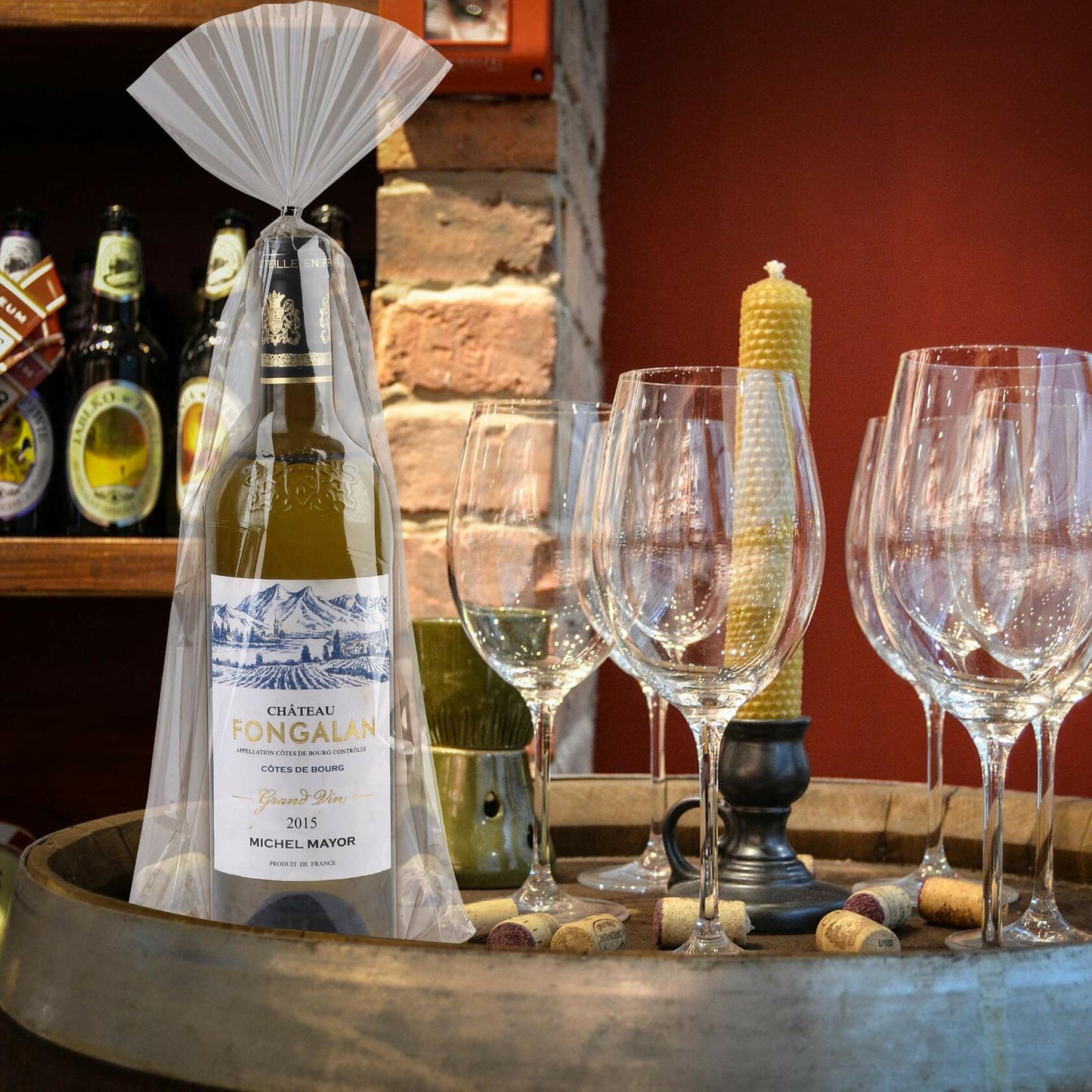 Kolewo4ever Wine Bottle Gift Bags Green Organza 8x16in 100pcs + 200 Twist Ties