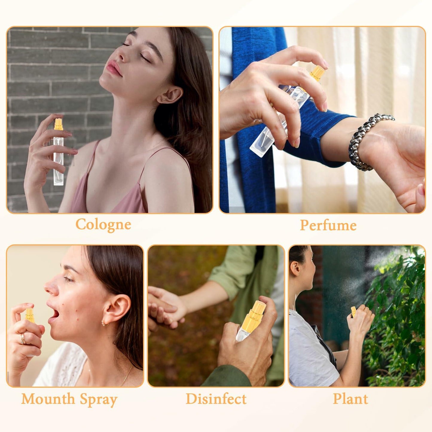 5PCS 10ml Mini Perfume Refillable Bottles Travel Atomizer Set with Dispenser