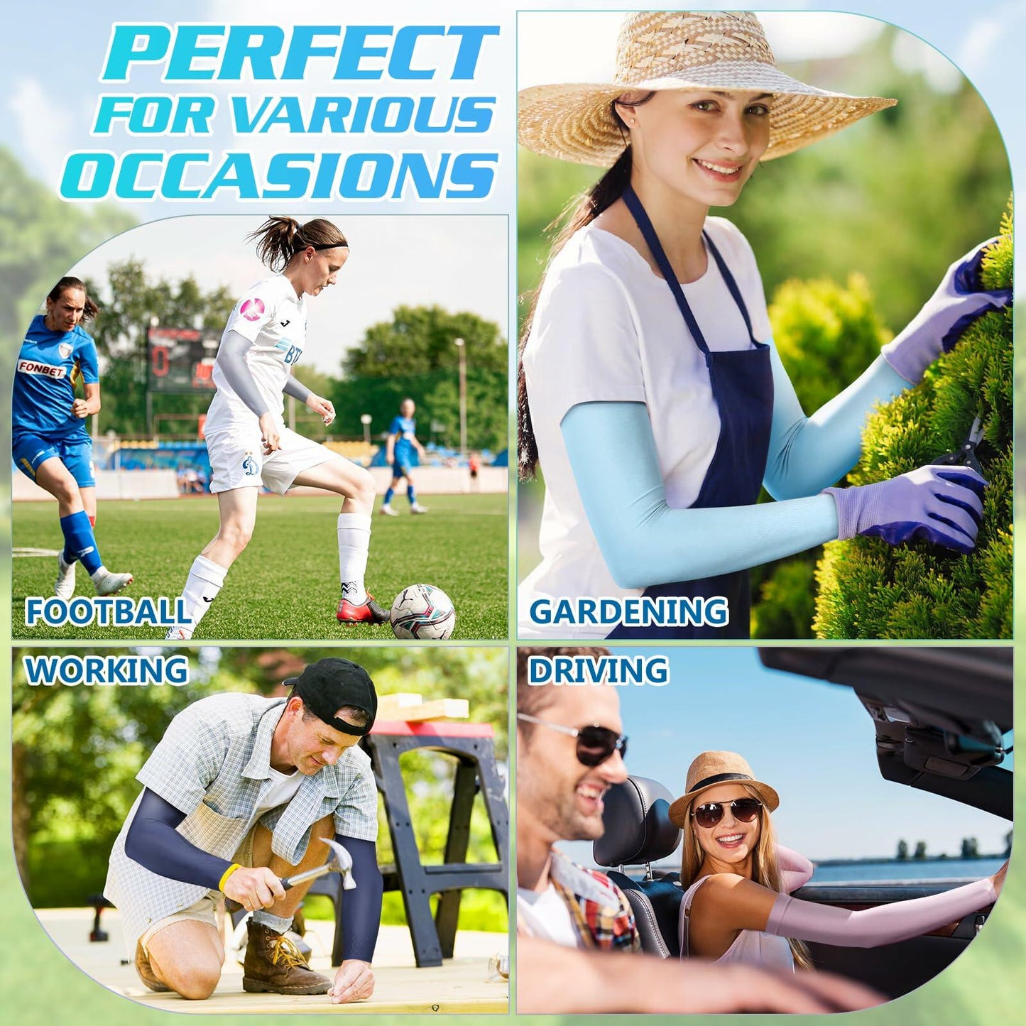 Finvizo UV Sun Protection Arm Sleeves Cooling Compression 6 Pairs One Size