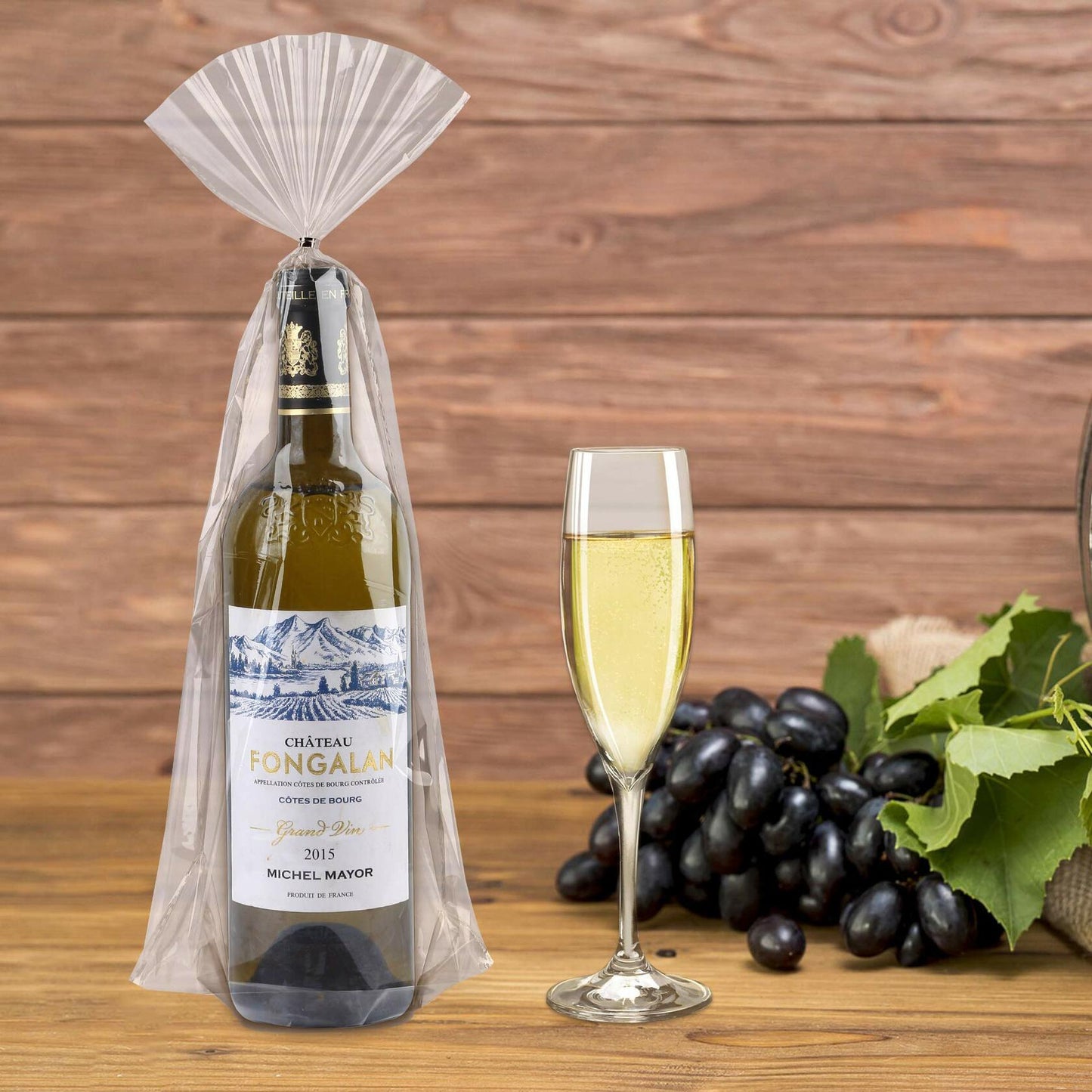 Kolewo4ever Wine Bottle Gift Bags Green Organza 8x16in 100pcs + 200 Twist Ties