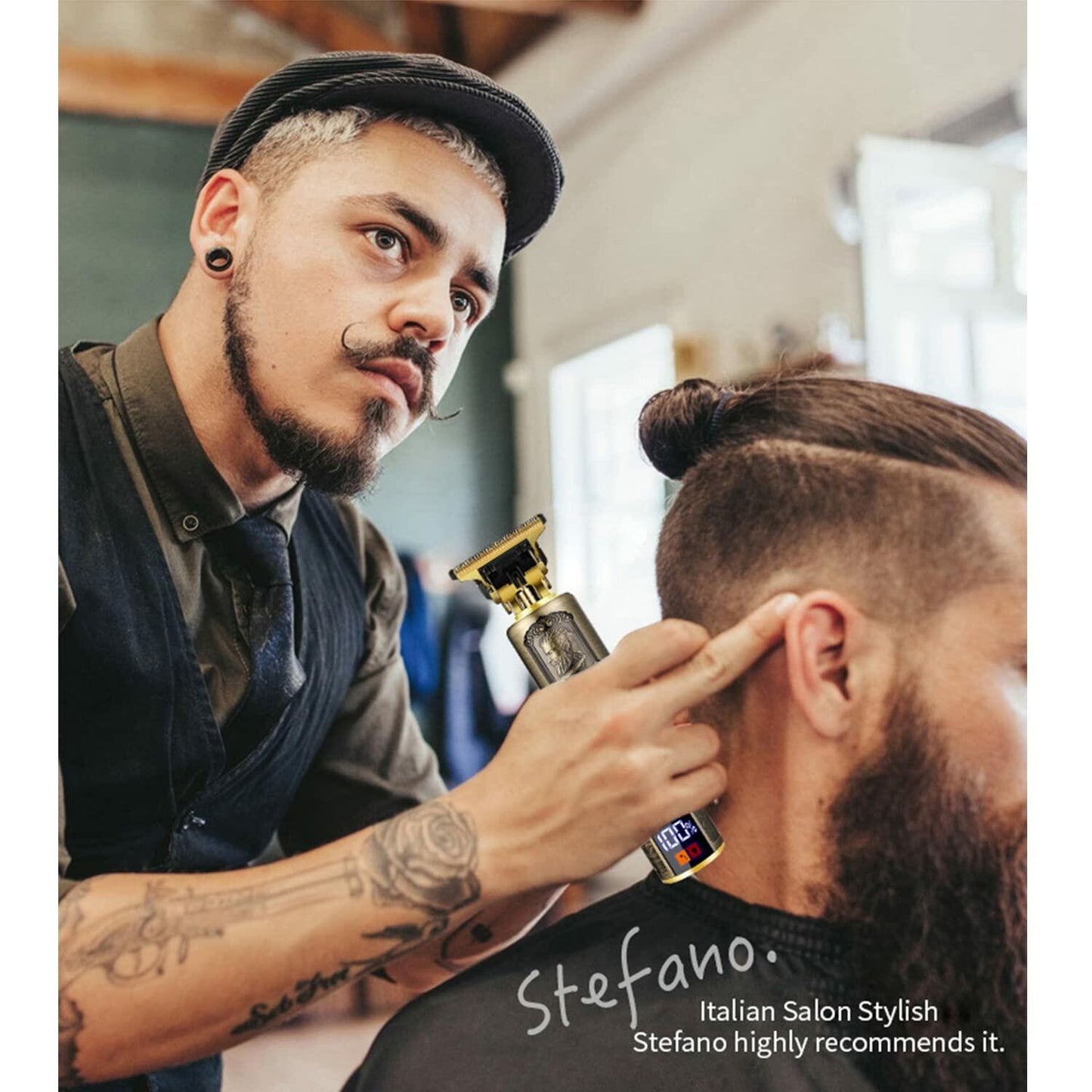 Hilandkom Hair Clippers Men Cordless T-Blade Trimmer Rechargeable LCD Figure-03