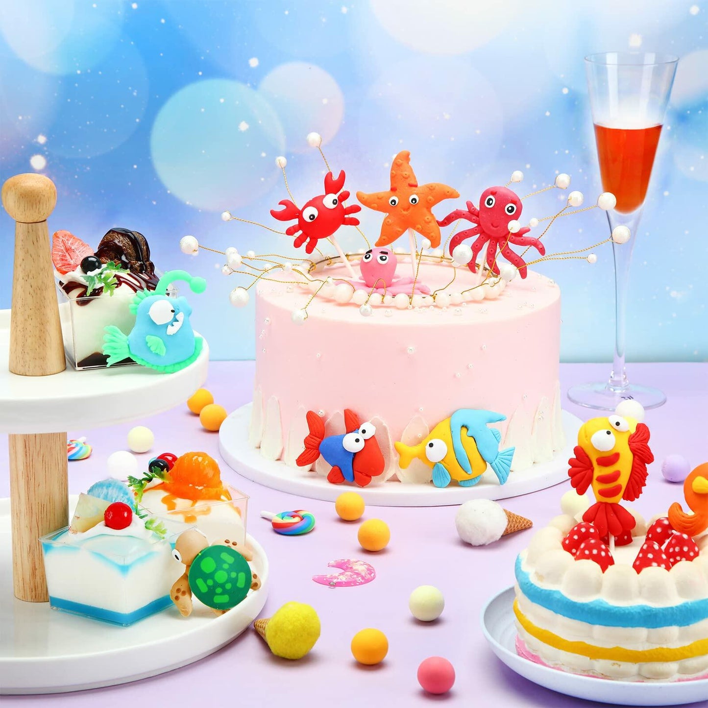 Yulejo 10 Pcs Dinosaur Cake Toppers Clay Jungle Safari Party Decor 2-3in