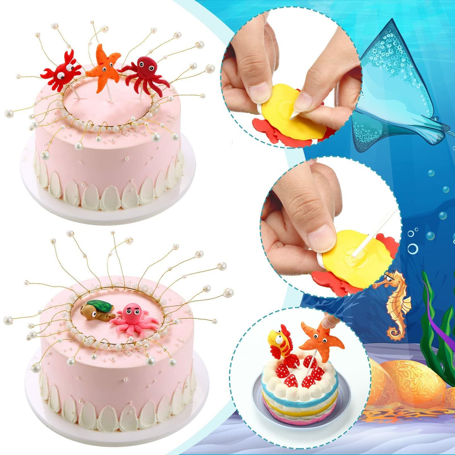 Yulejo 10 Pcs Dinosaur Cake Toppers Clay Jungle Safari Party Decor 2-3in