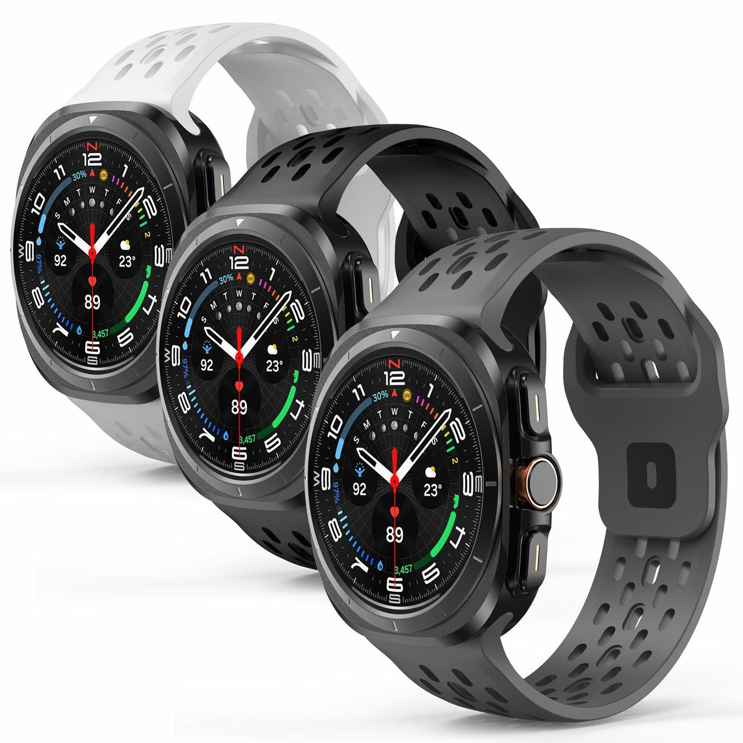 Gemnbo Sport Band 3 Pack for Samsung Galaxy Watch Ultra 47mm Black White Blue