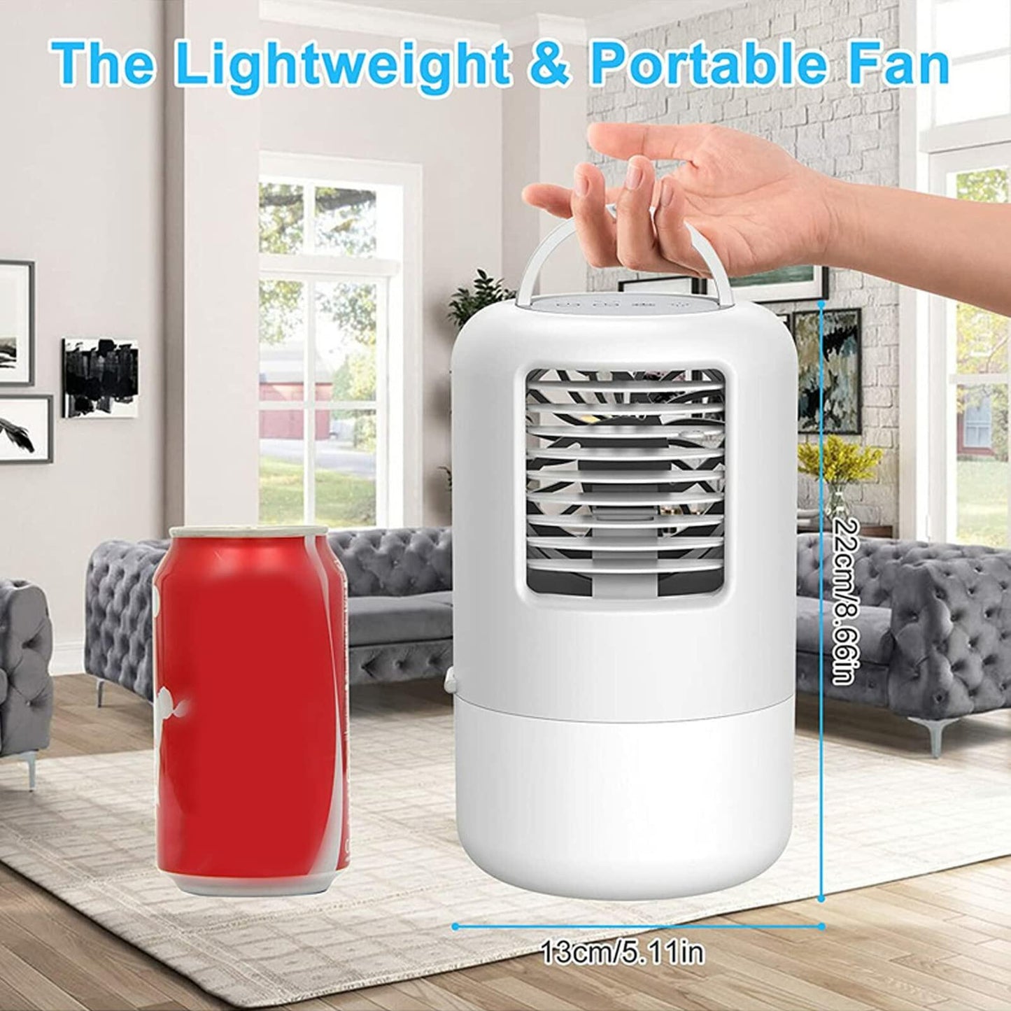 YUYTE Portable Air Conditioner Cooler Humidifier 3 Speeds 7 Colors 500ML White
