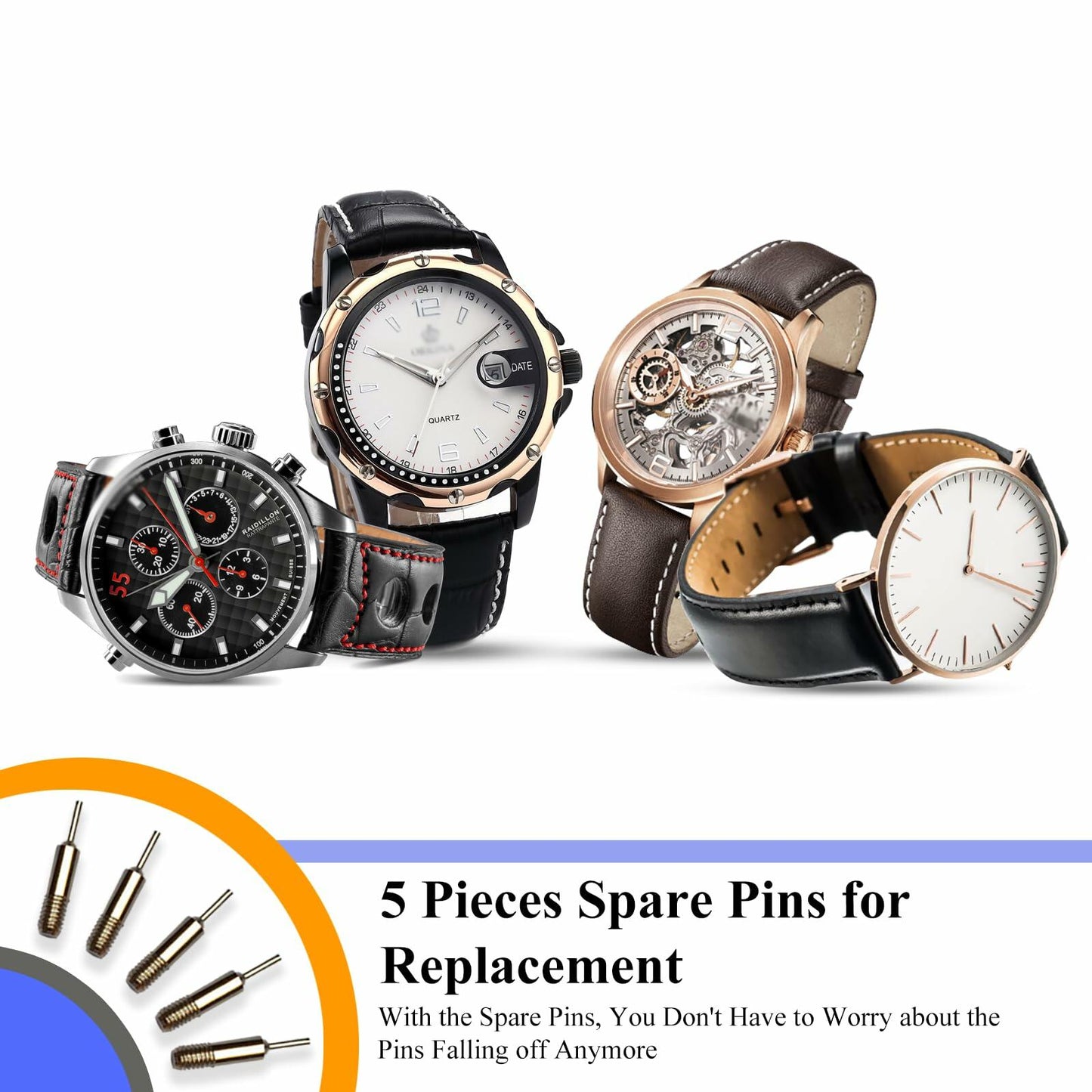 SIXCOLORS Watch Link Band Pin Removal Tool Kit with Black Storage Bag