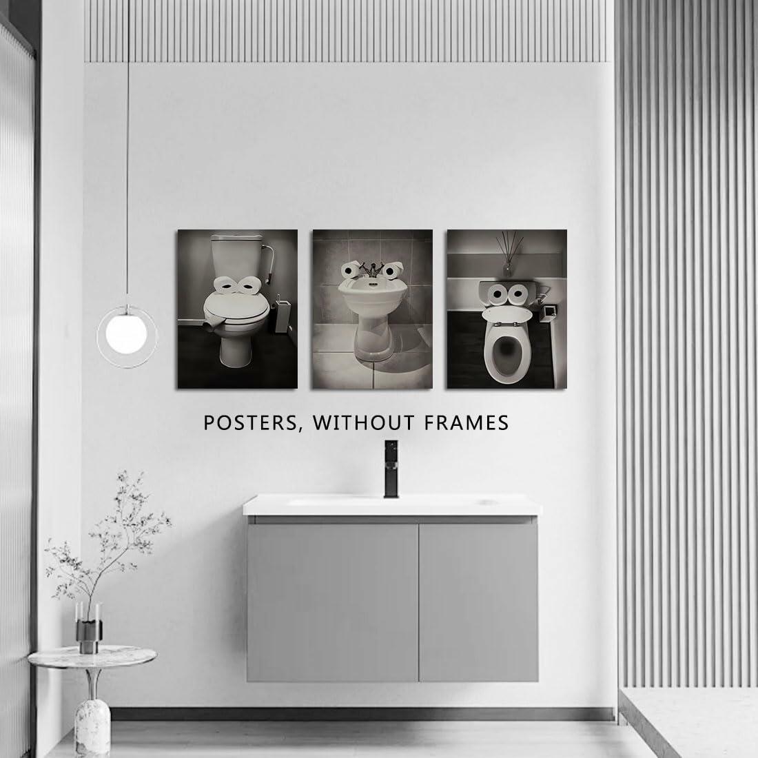 AIOCDIT Funny Dog Bathroom Wall Art Canvas Prints Set of 4 8x10 Unframed