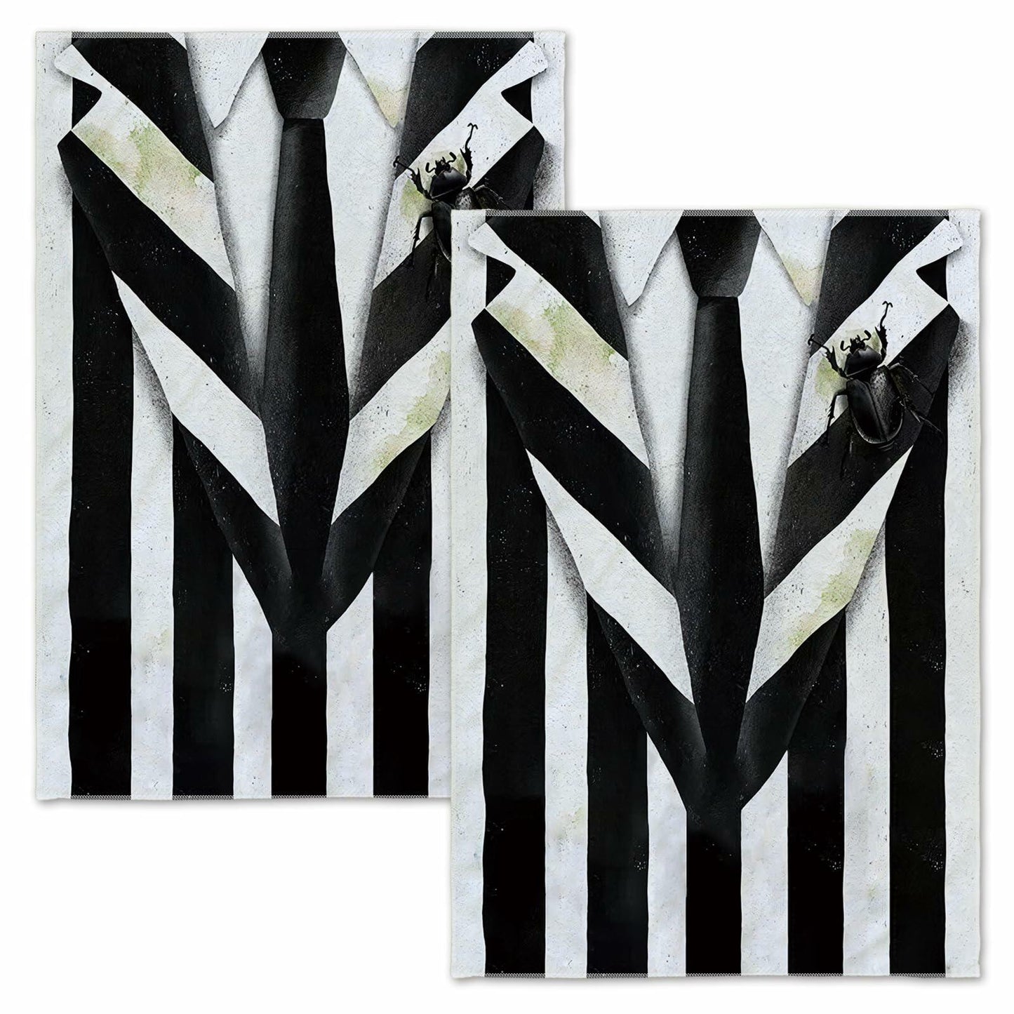 Jiudungs Halloween Kitchen Towels Set of 2 Black White Stripe 18x26 Inch