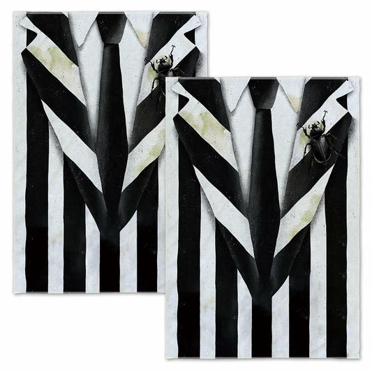 Jiudungs Halloween Kitchen Towels Set of 2 Black White Stripe 18x26 Inch