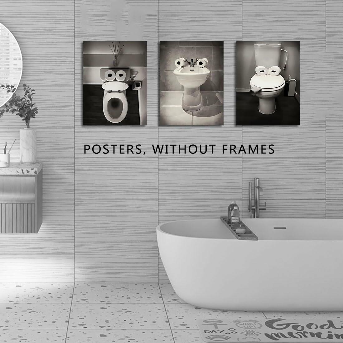 AIOCDIT Funny Dog Bathroom Wall Art Canvas Prints Set of 4 8x10 Unframed