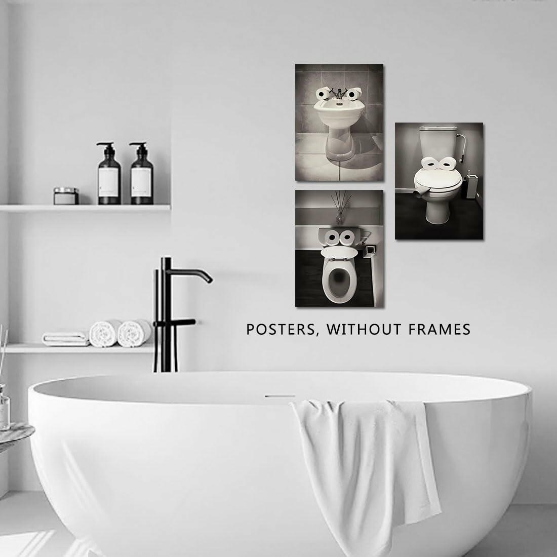 AIOCDIT Funny Dog Bathroom Wall Art Canvas Prints Set of 4 8x10 Unframed