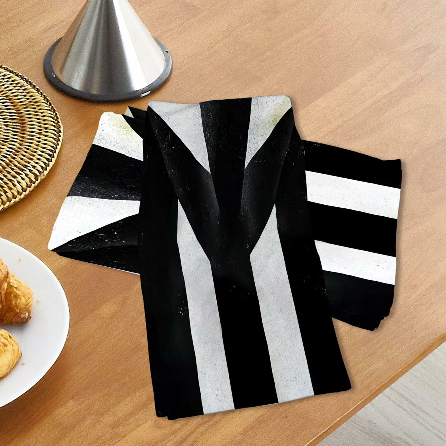 Jiudungs Halloween Kitchen Towels Set of 2 Black White Stripe 18x26 Inch