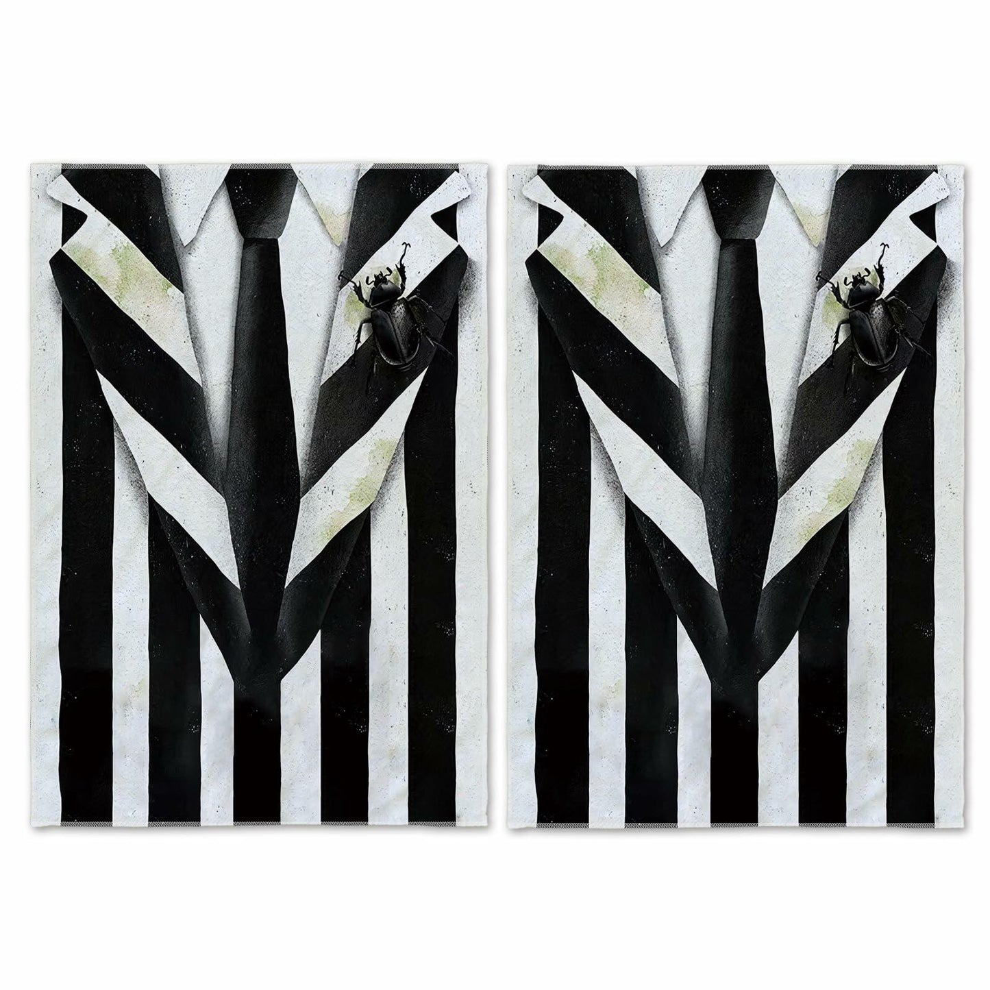 Jiudungs Halloween Kitchen Towels Set of 2 Black White Stripe 18x26 Inch