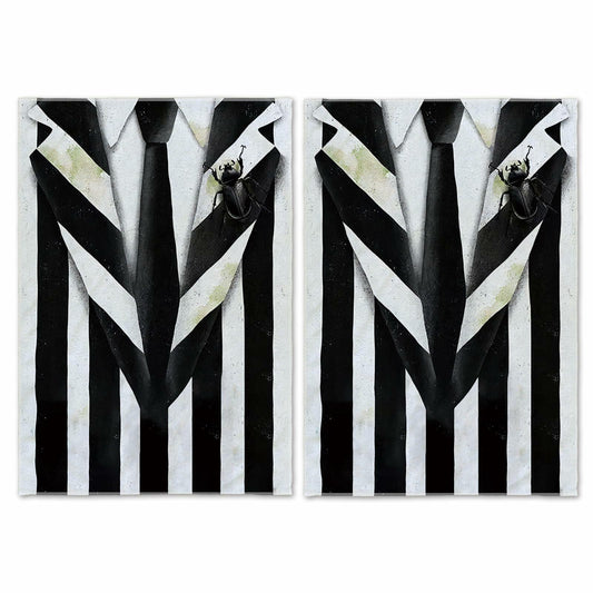 Jiudungs Halloween Kitchen Towels Set of 2 Black White Stripe 18x26 Inch