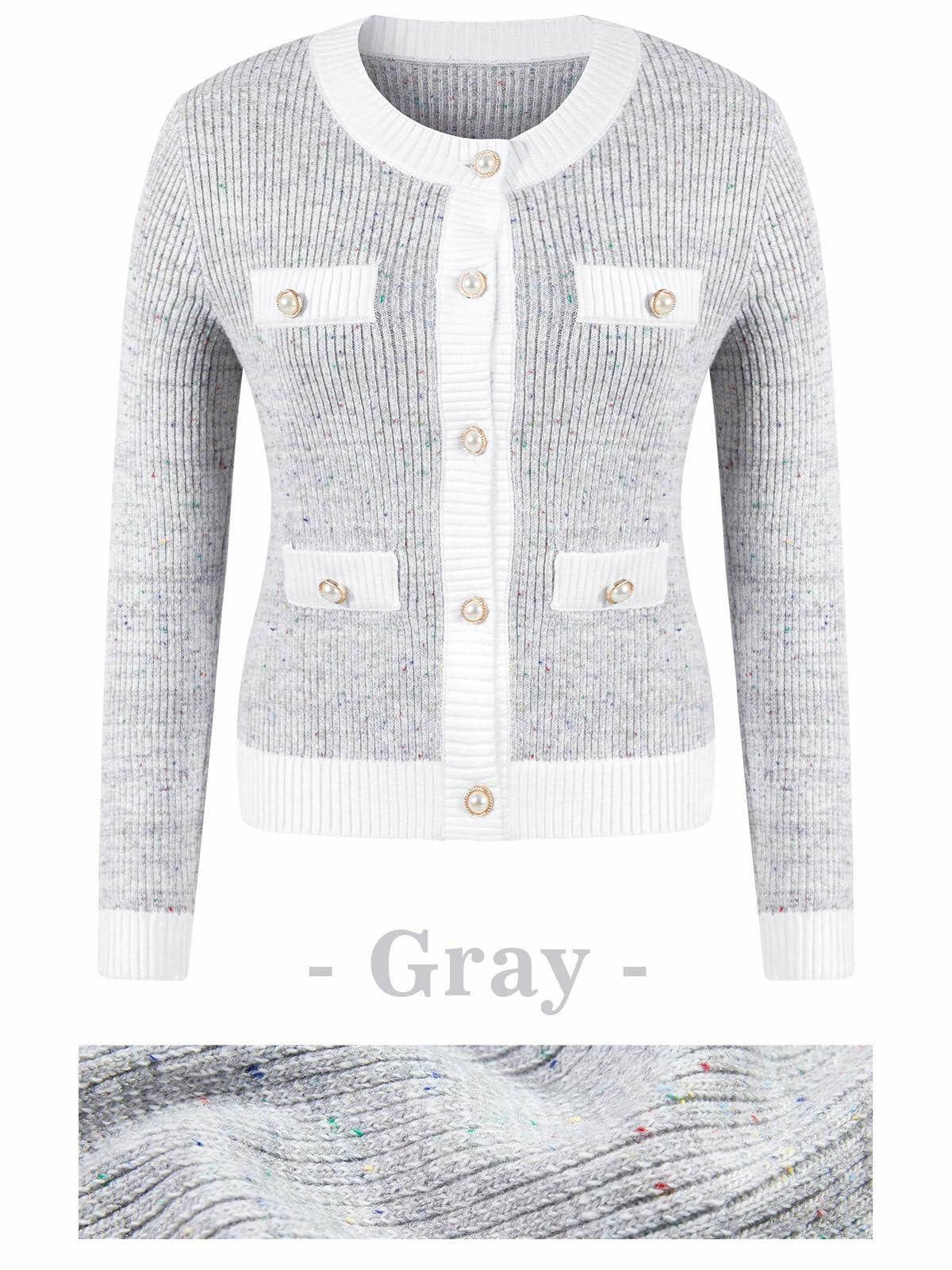 Langwyqu Womens Long Sleeve Button Down Cardigan Sweater Grey Size XL