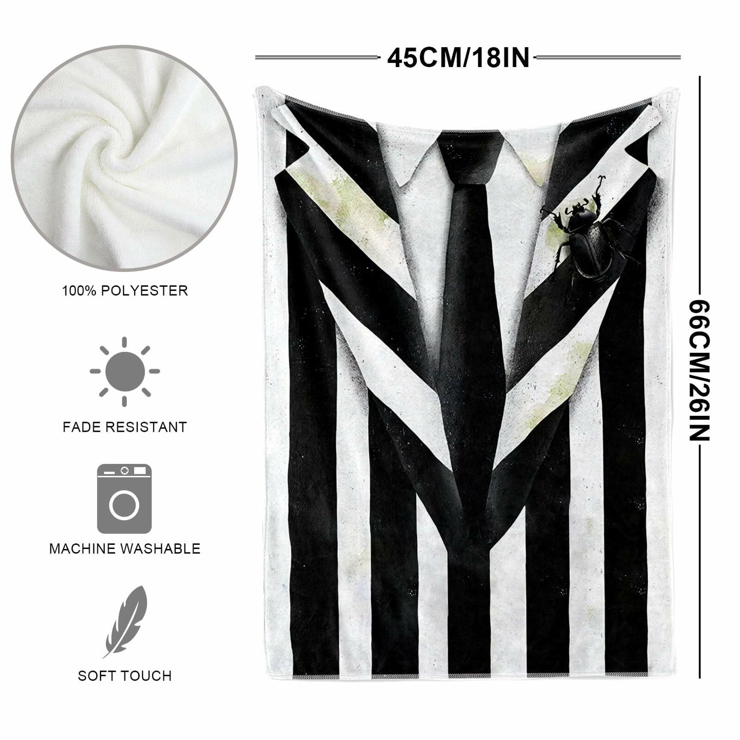 Jiudungs Halloween Kitchen Towels Set of 2 Black White Stripe 18x26 Inch