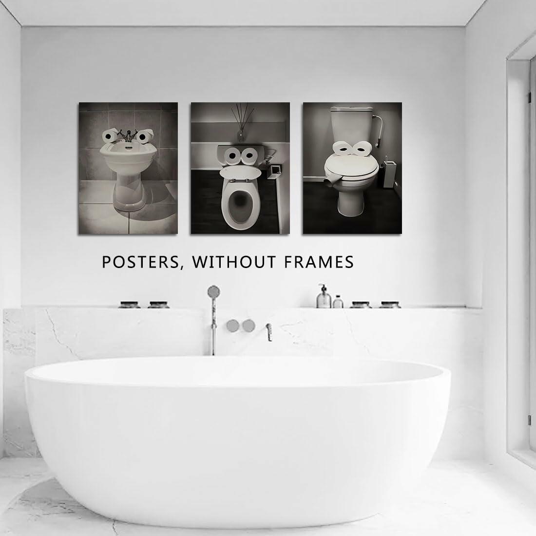 AIOCDIT Funny Dog Bathroom Wall Art Canvas Prints Set of 4 8x10 Unframed