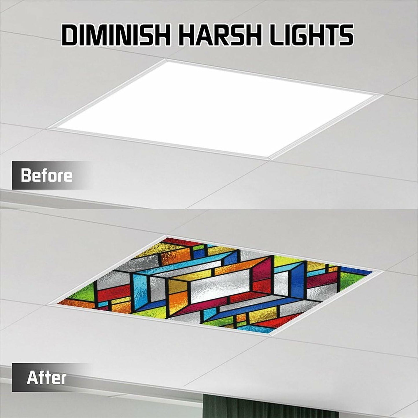 2PCS Fluorescent Light Covers – Anti-Glare Decorative Ceiling Panels