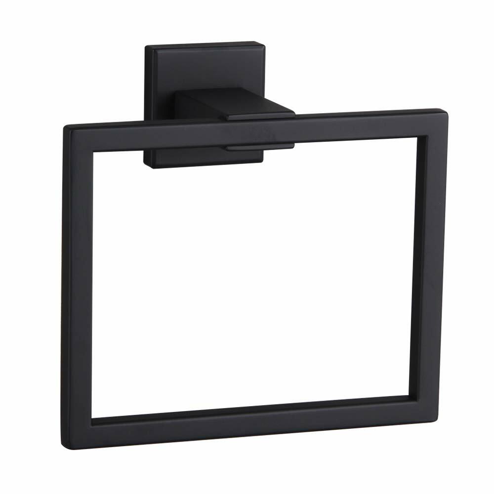 BEIGEEWY Stainless Steel Towel Ring – Wall Mount, Black, Heavy Duty